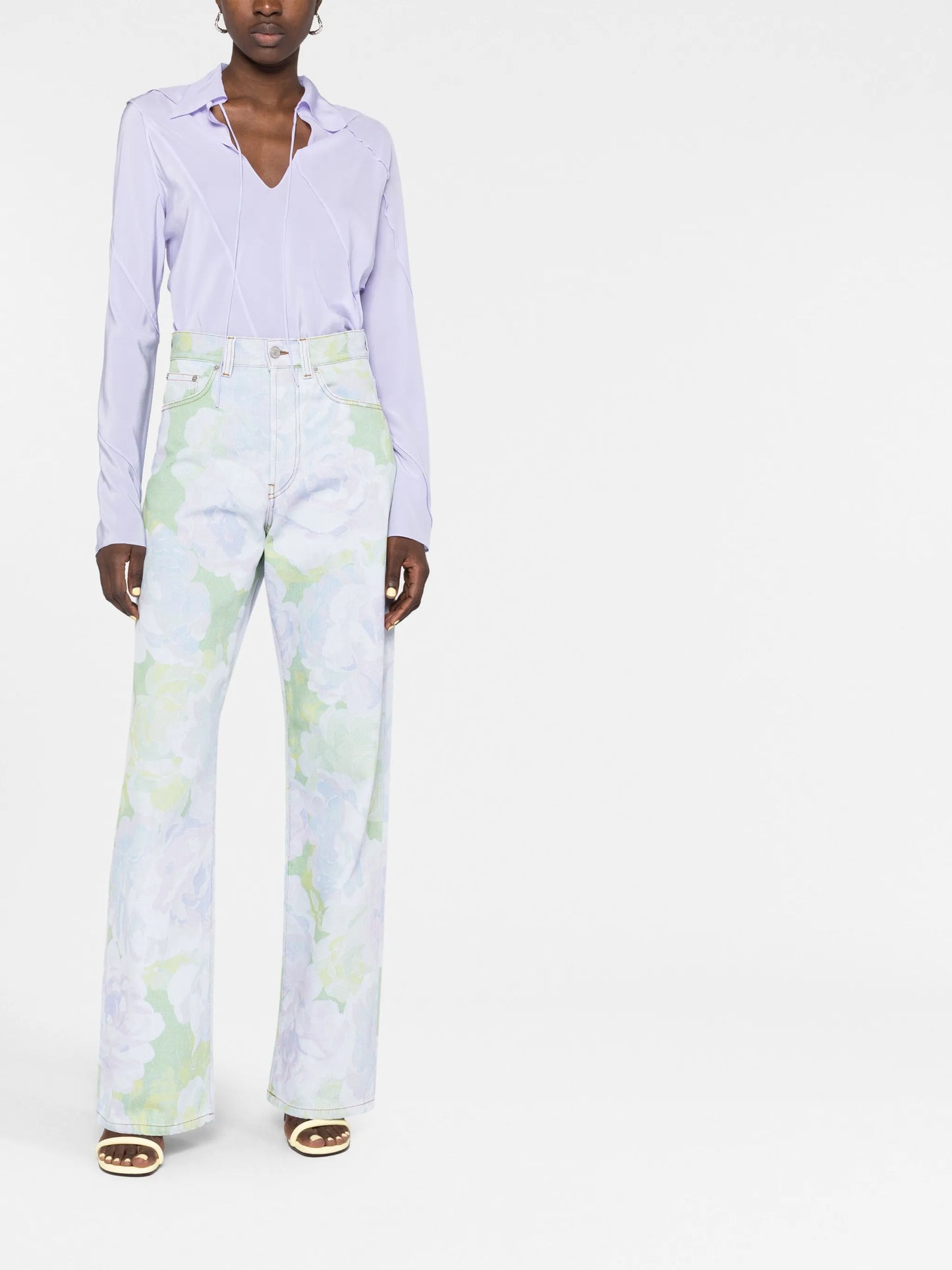 Peyton floral-print straight-leg jeans