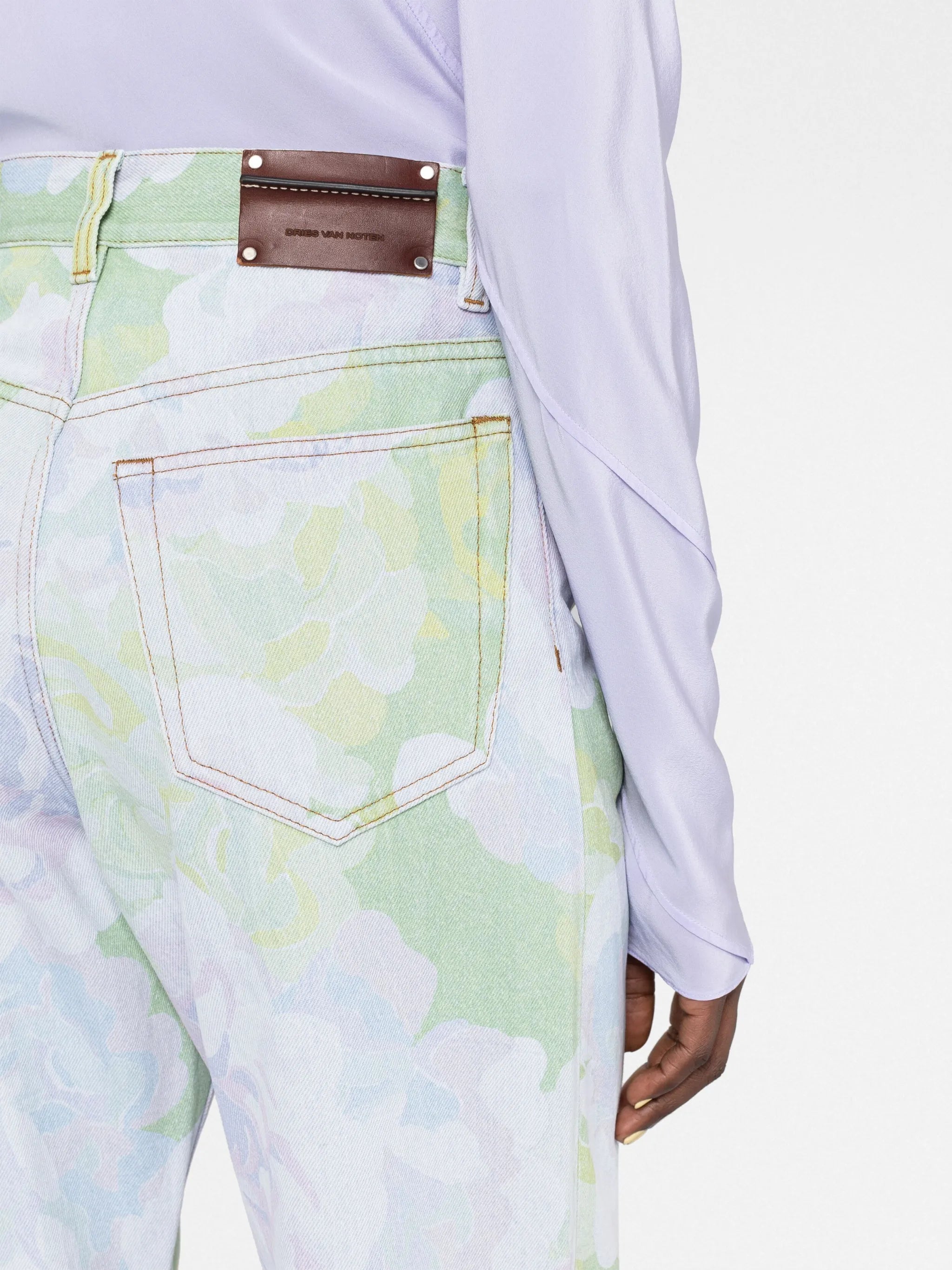 Peyton floral-print straight-leg jeans