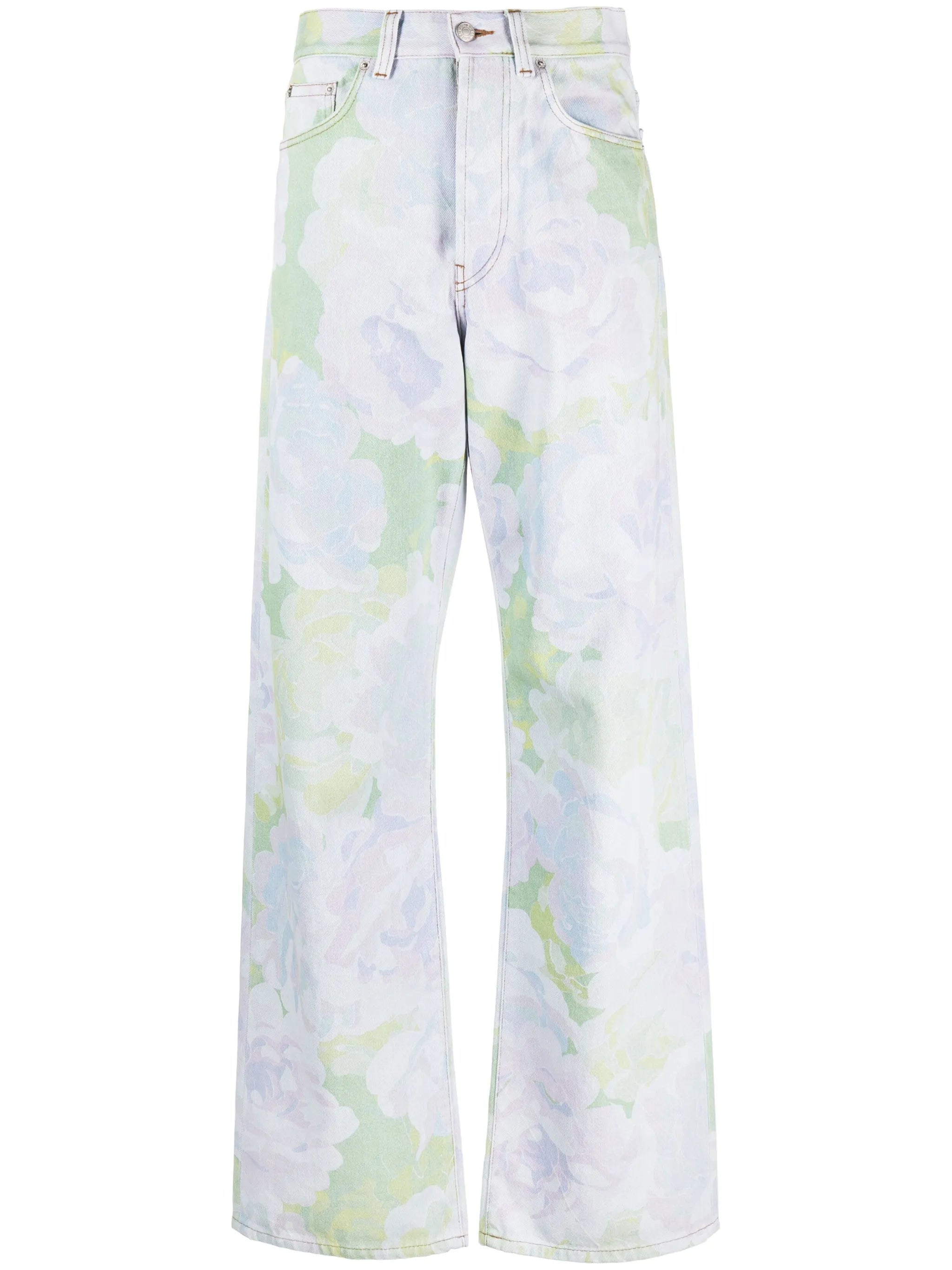 Peyton floral-print straight-leg jeans
