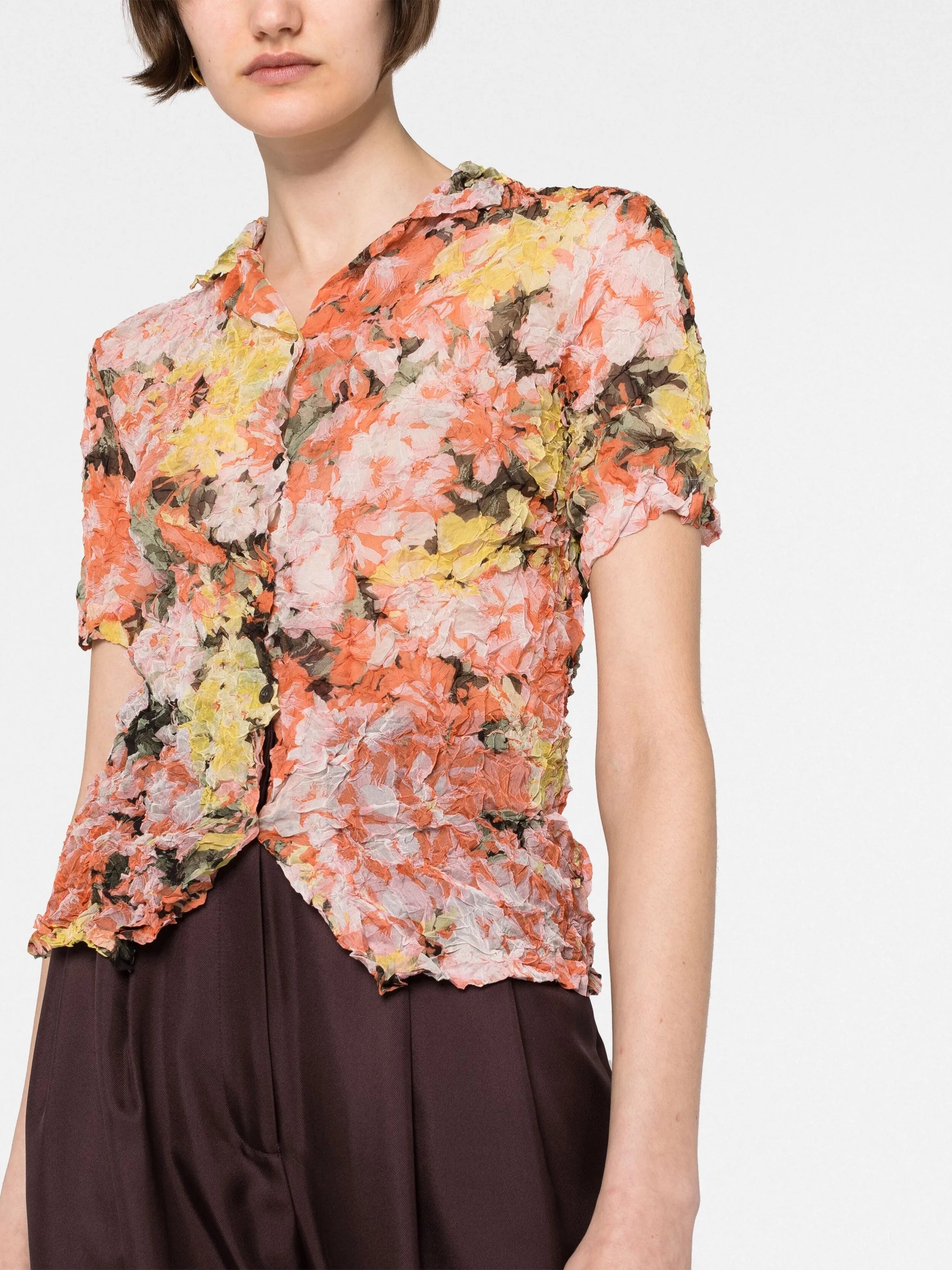 floral-print short-sleeve shirt