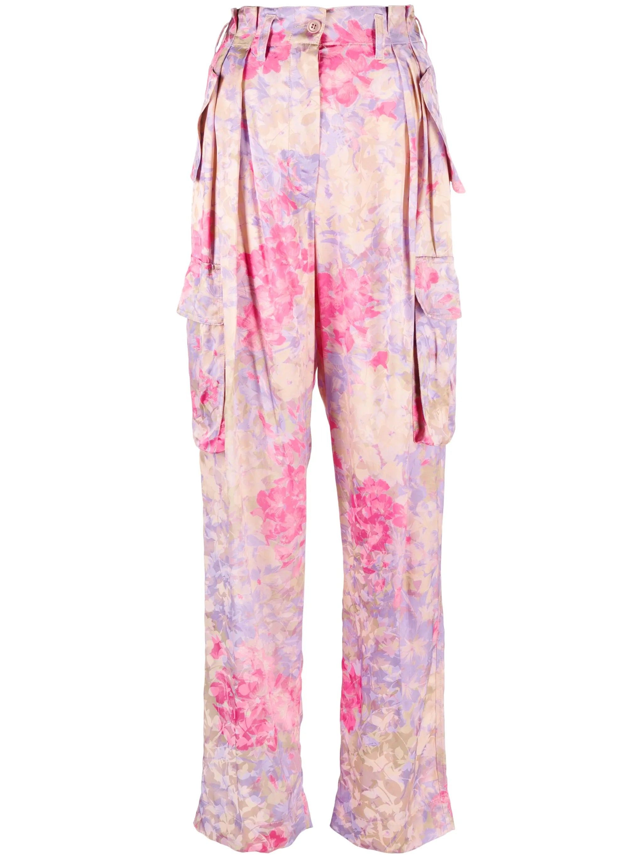 floral-print cargo trousers