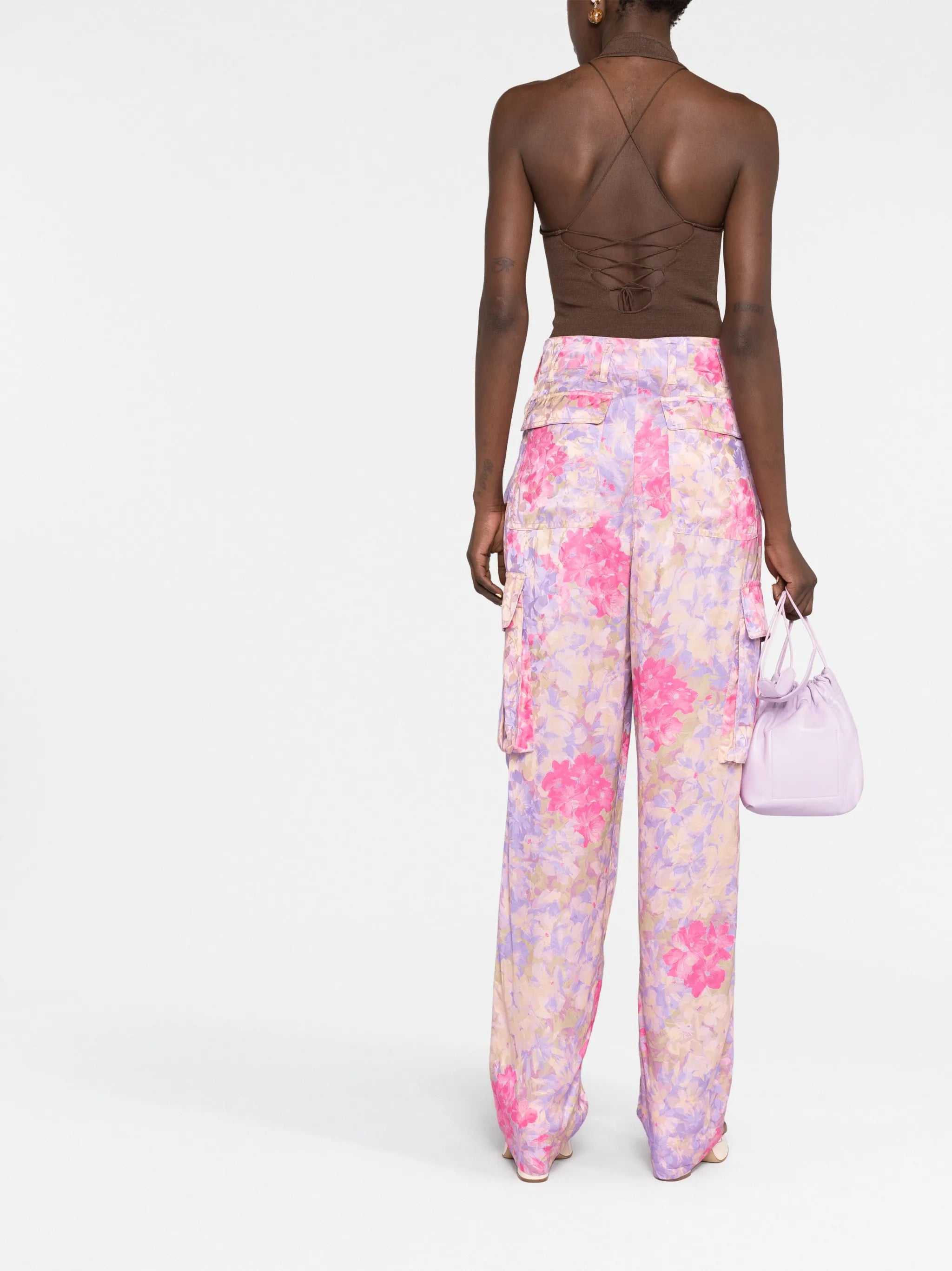 floral-print cargo trousers