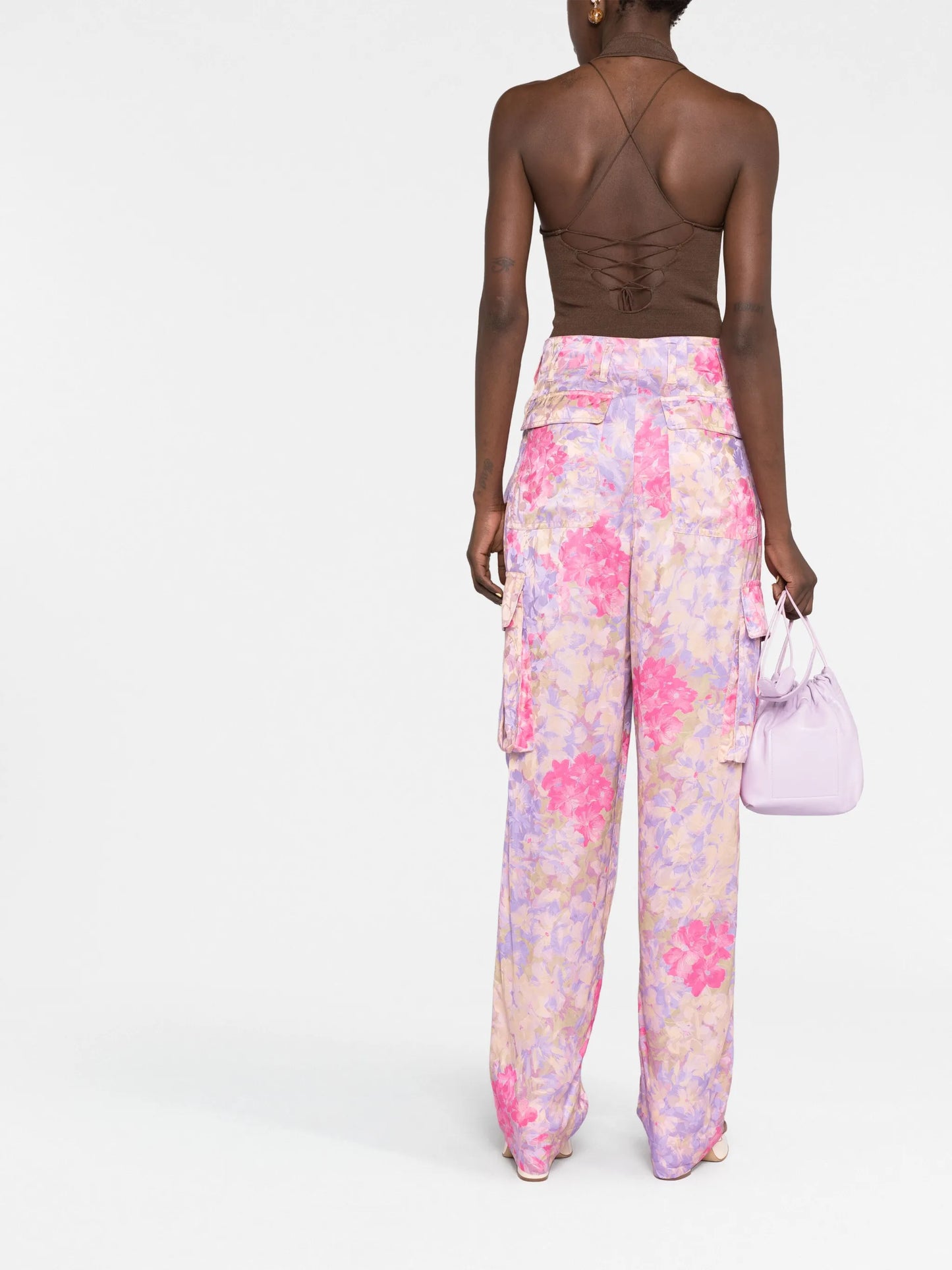floral-print cargo trousers
