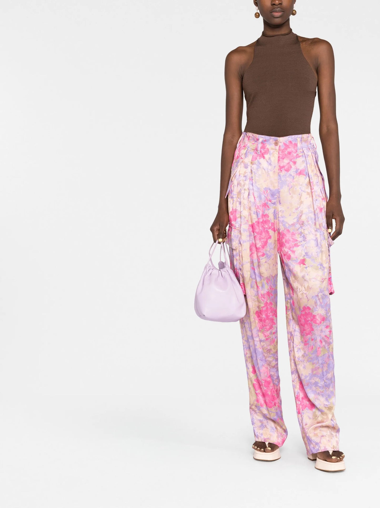 floral-print cargo trousers
