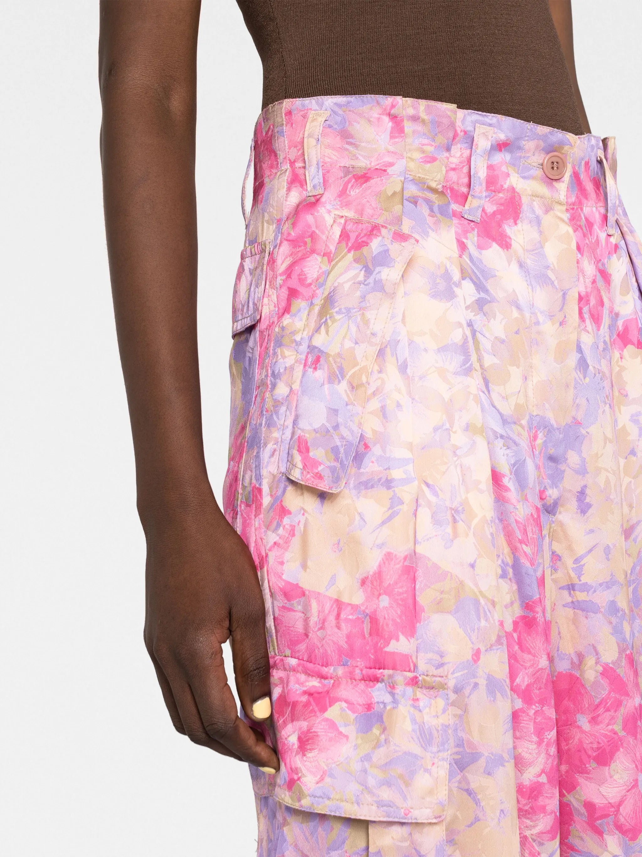 floral-print cargo trousers