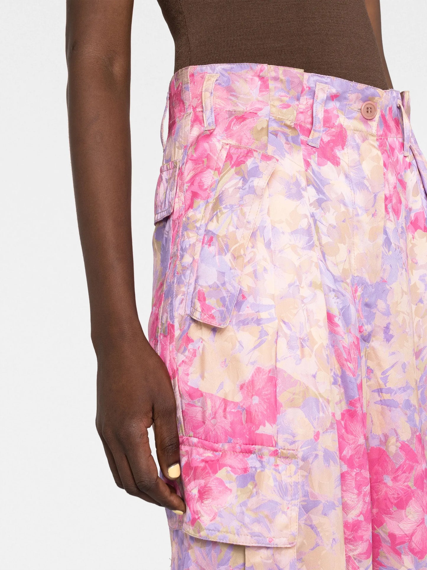 floral-print cargo trousers