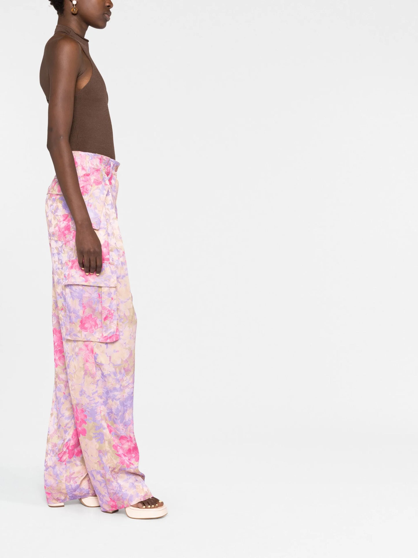 floral-print cargo trousers