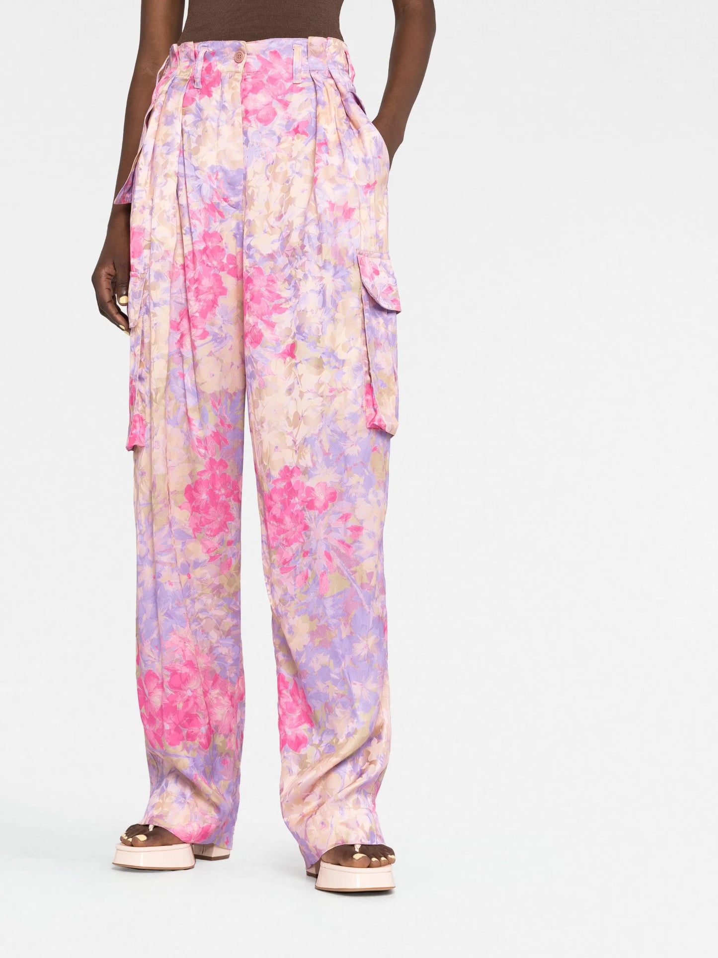 floral-print cargo trousers