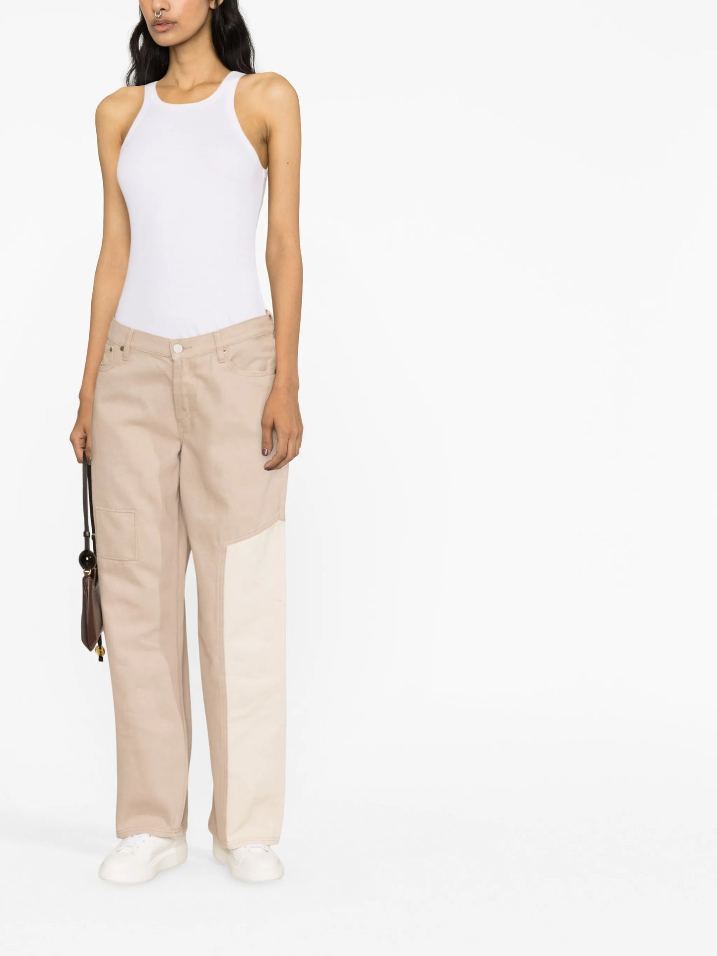 multi-panel denim jeans