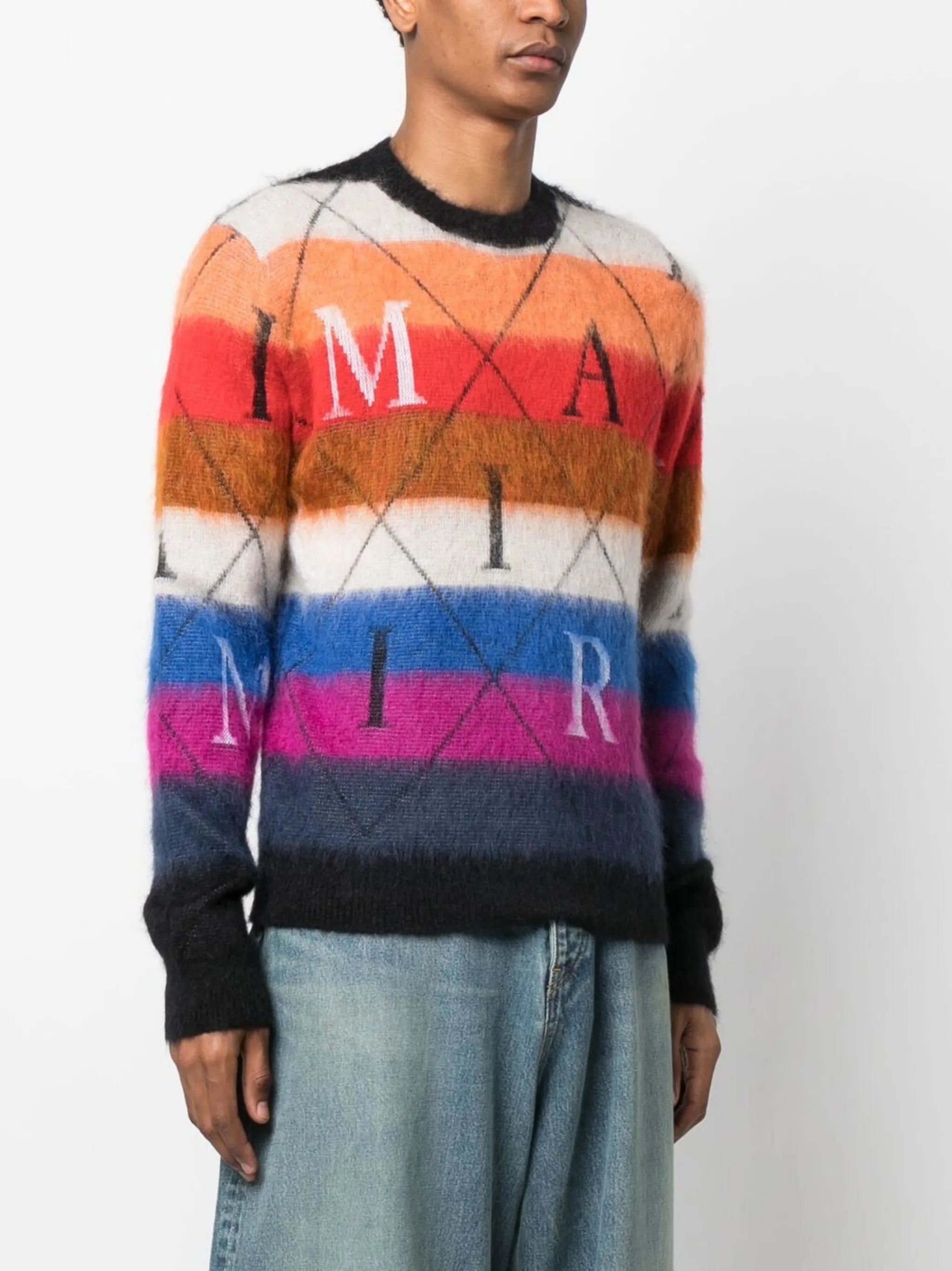 striped crew-neck jumper