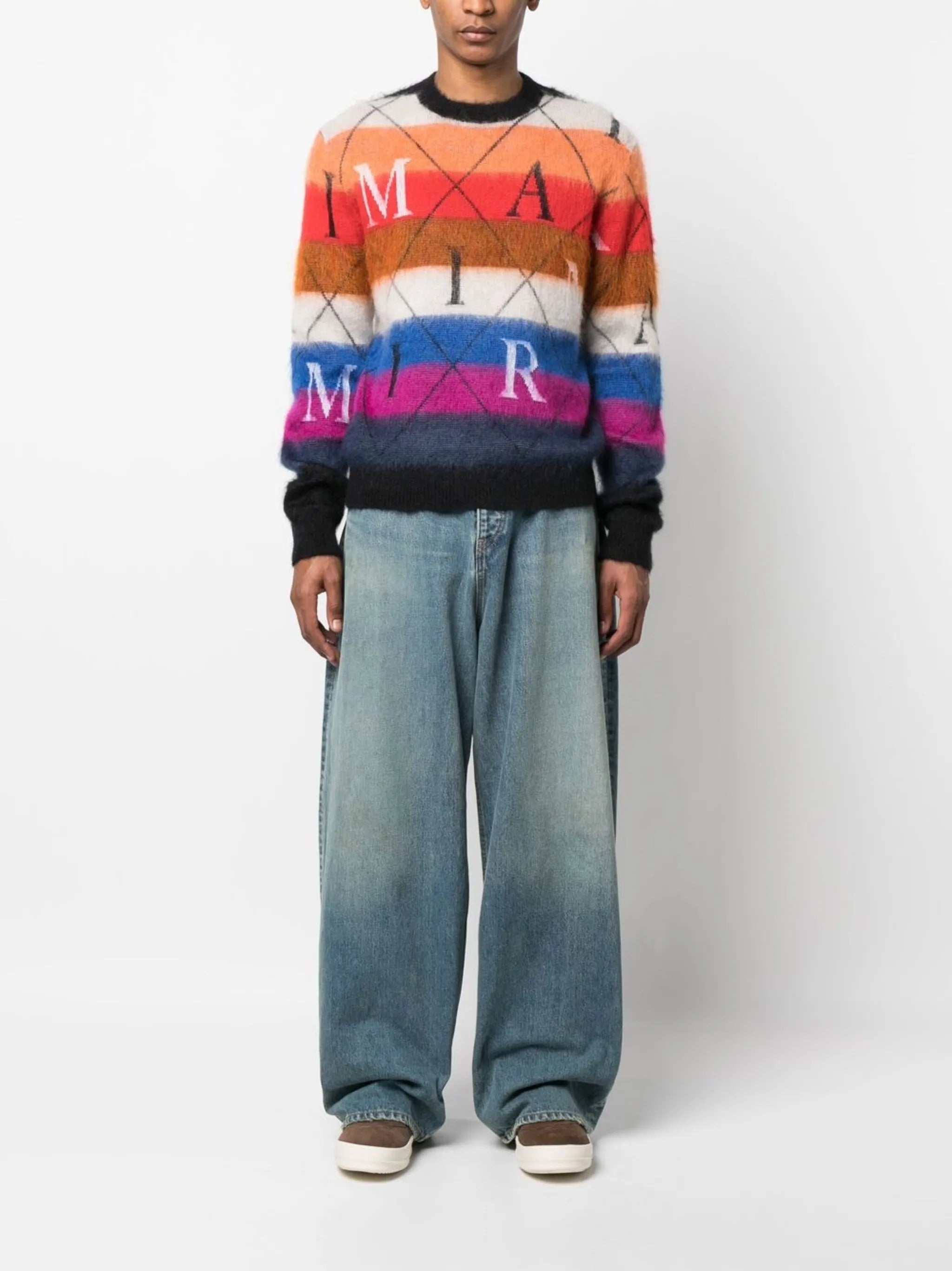 striped crew-neck jumper