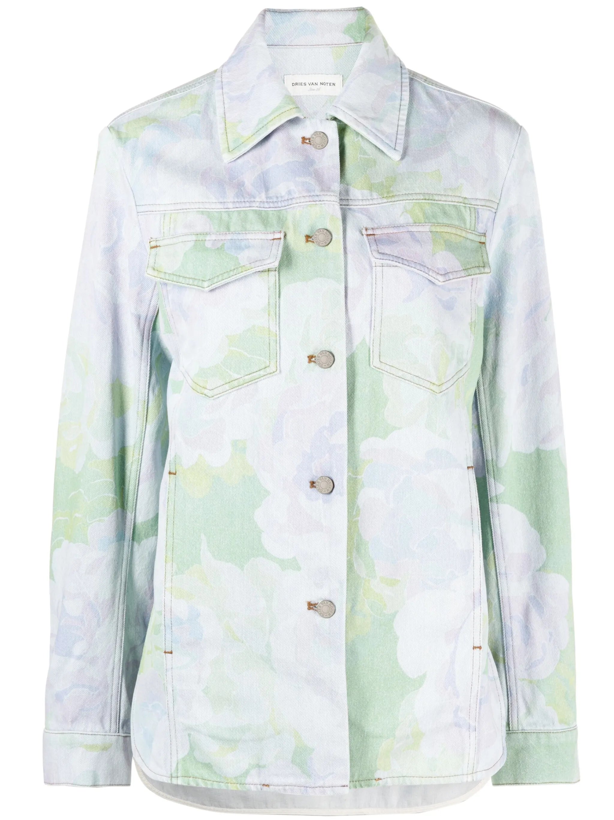 floral-print denim jacket