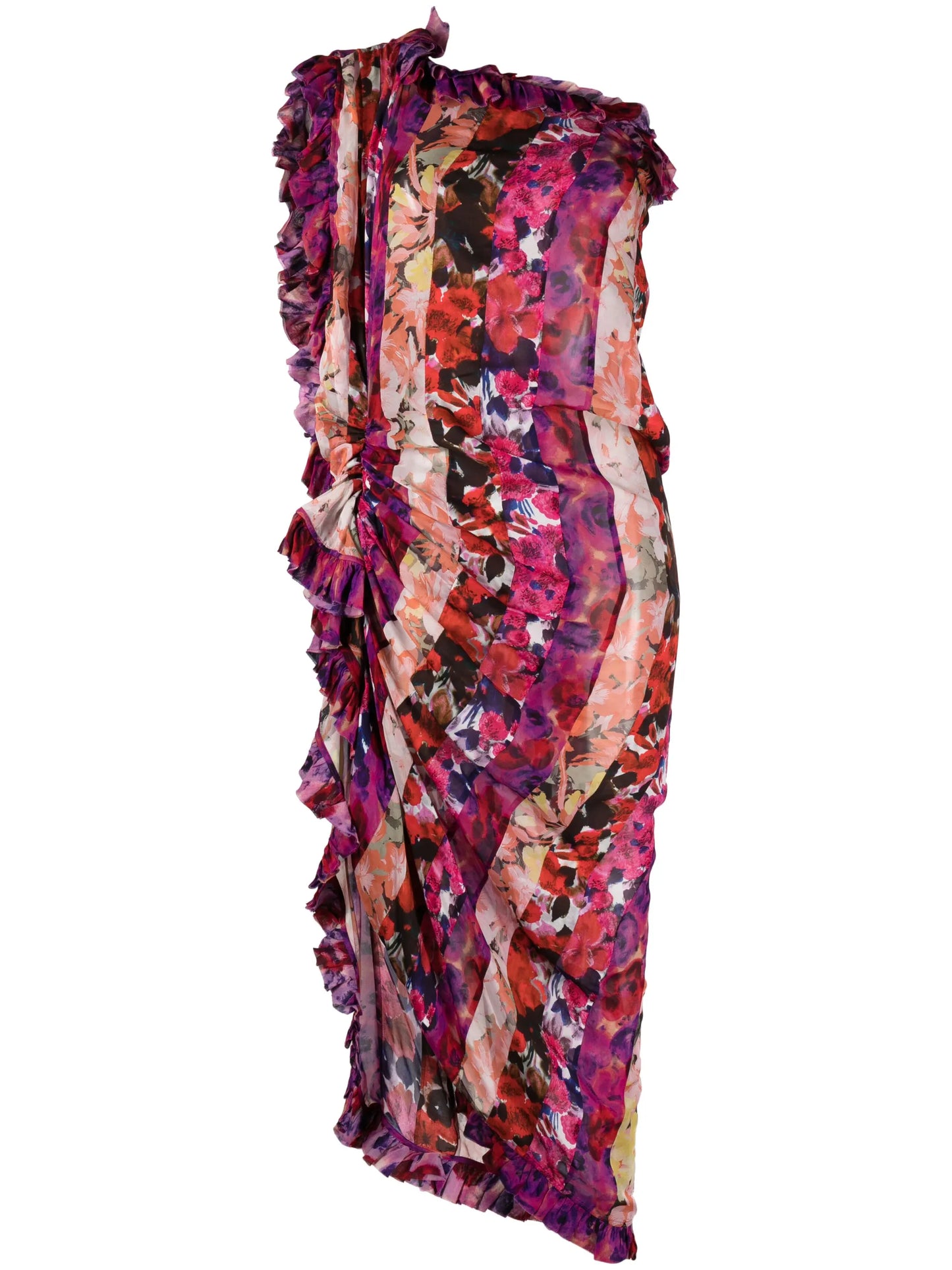 printed one-shoulder dress