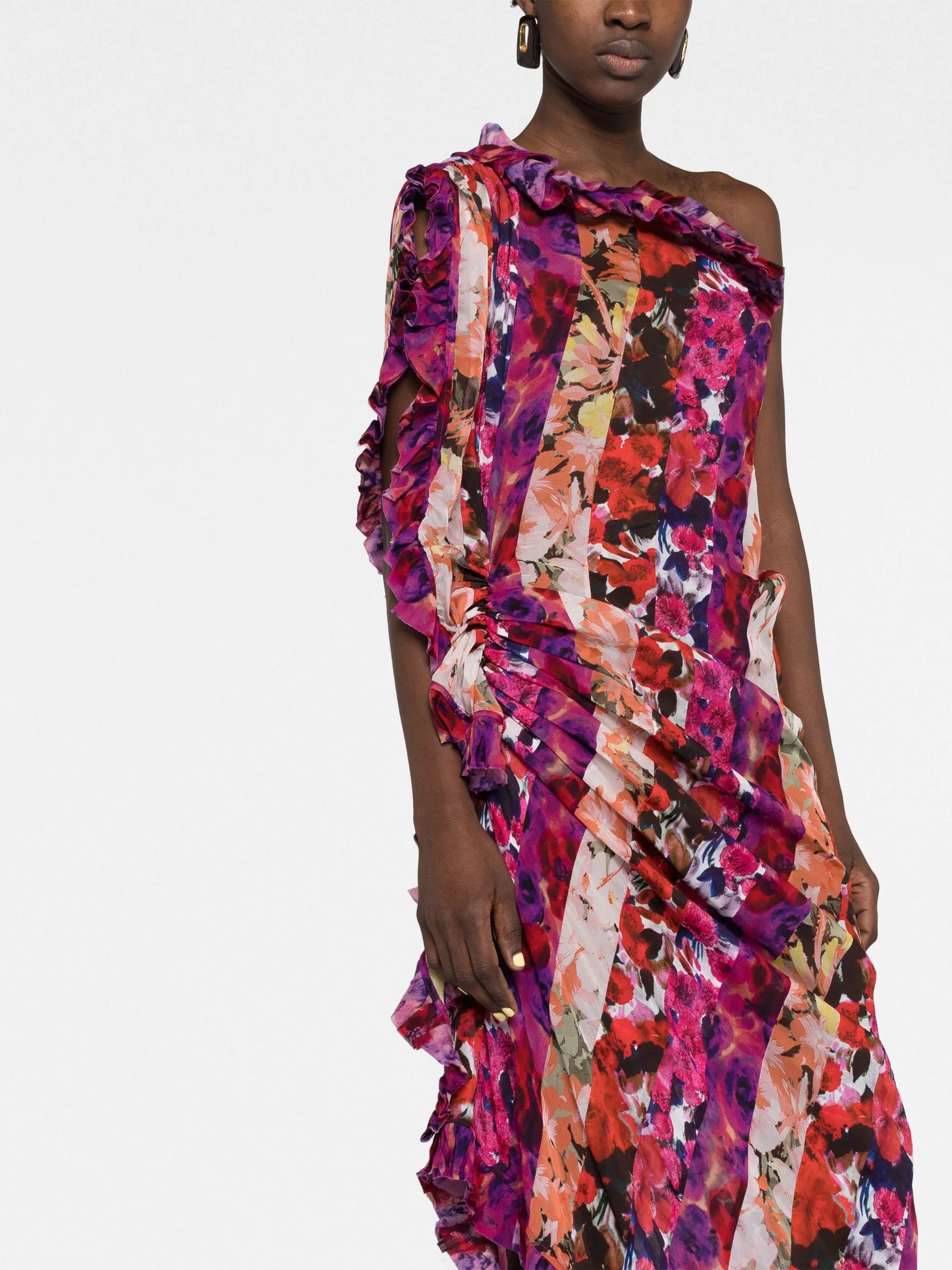 printed one-shoulder dress