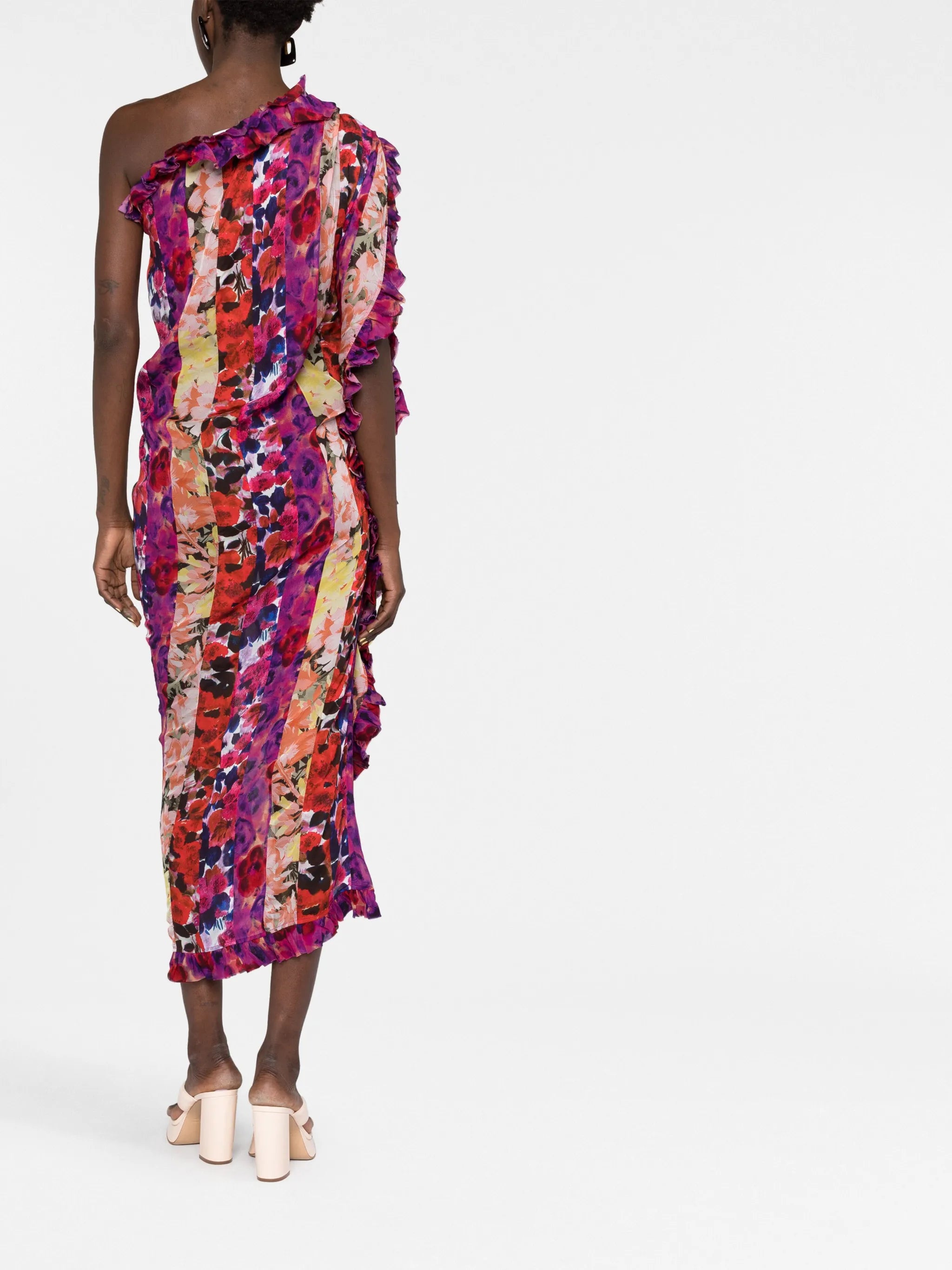 printed one-shoulder dress