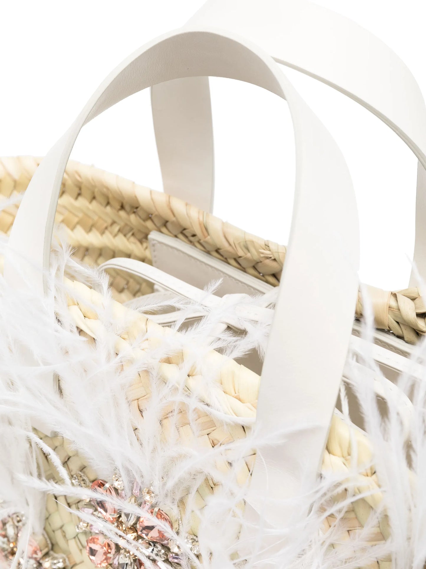 feather crystal basket tote bag