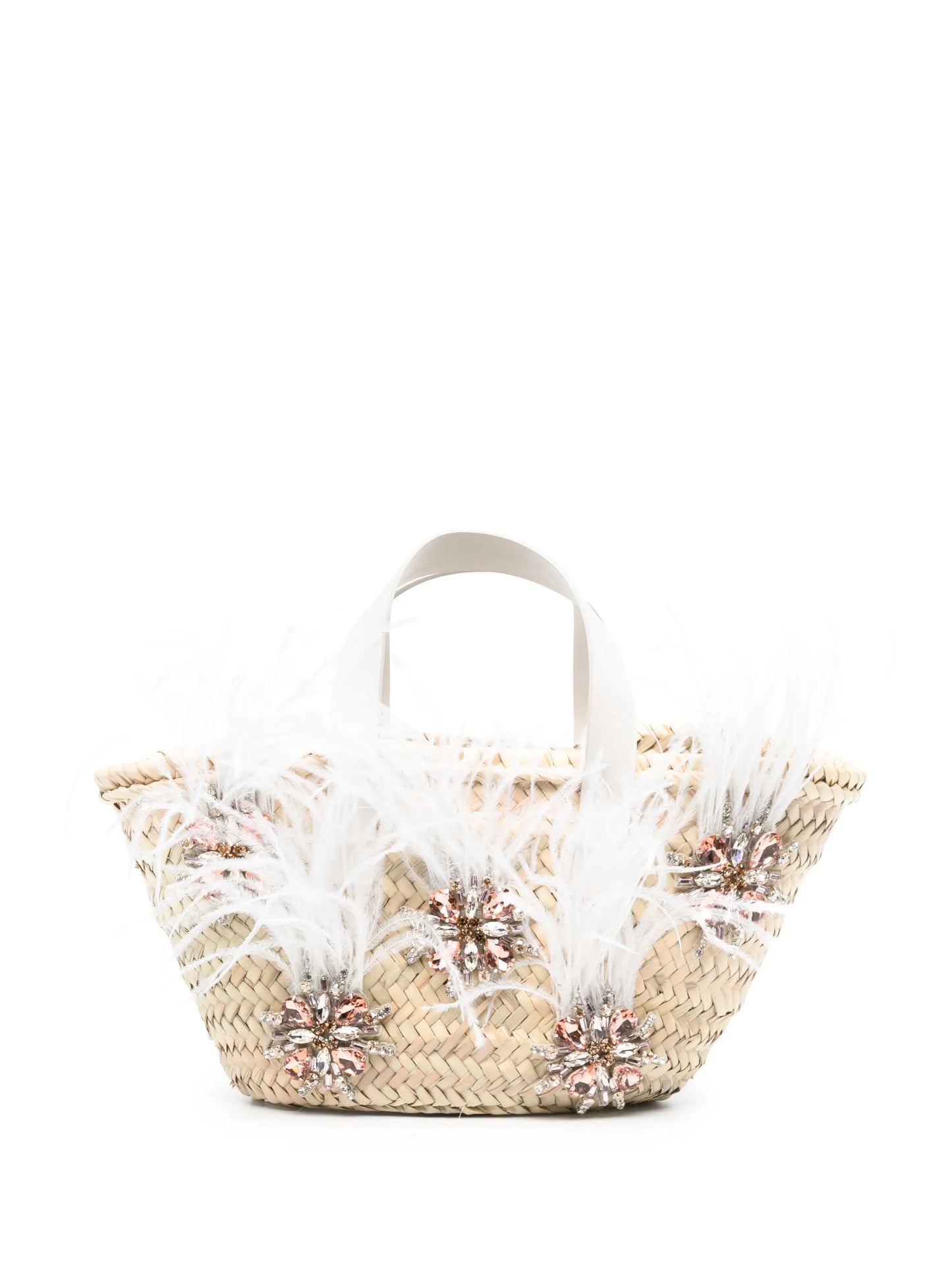 feather crystal basket tote bag