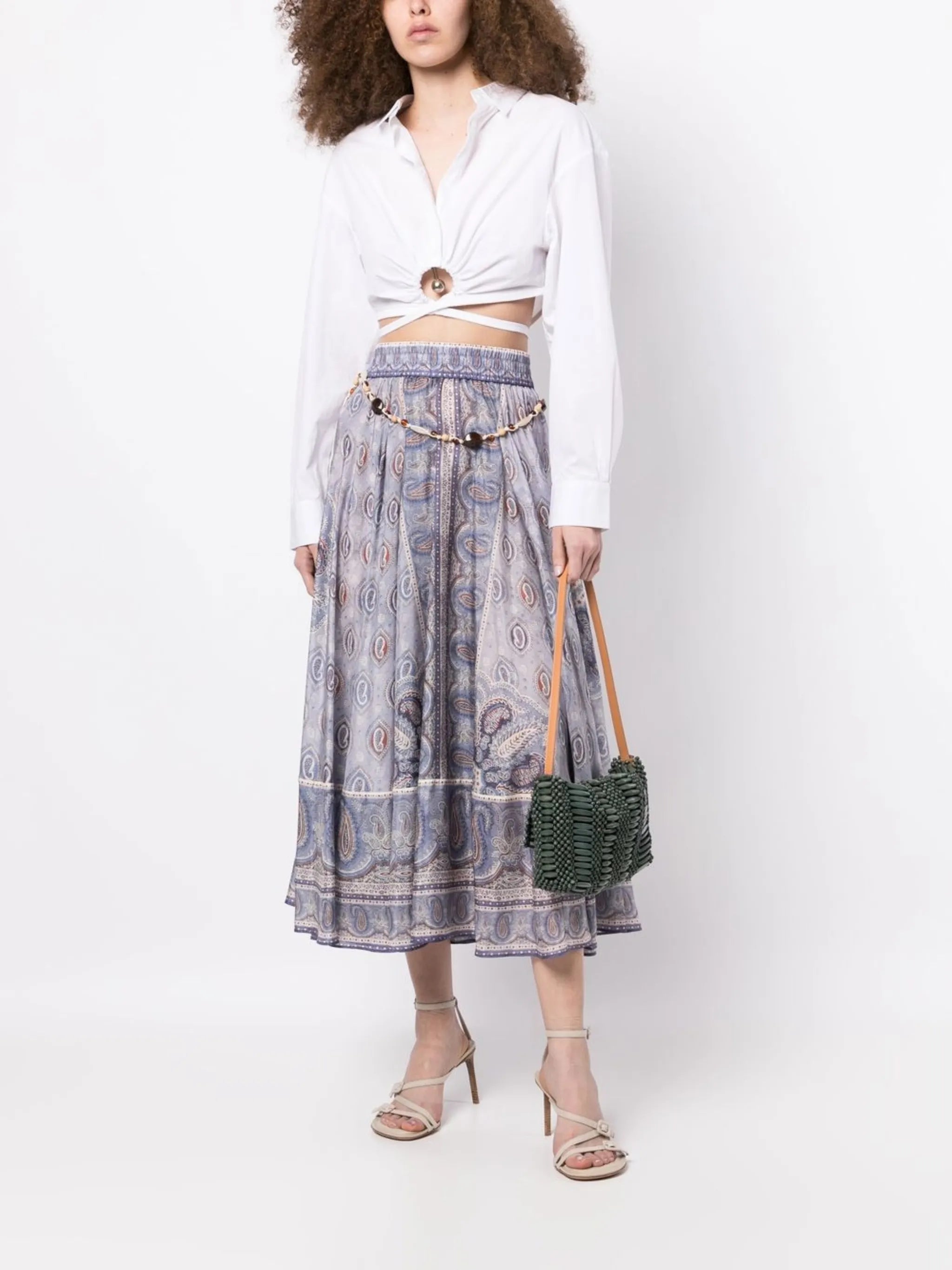 paisley-print midi skirt