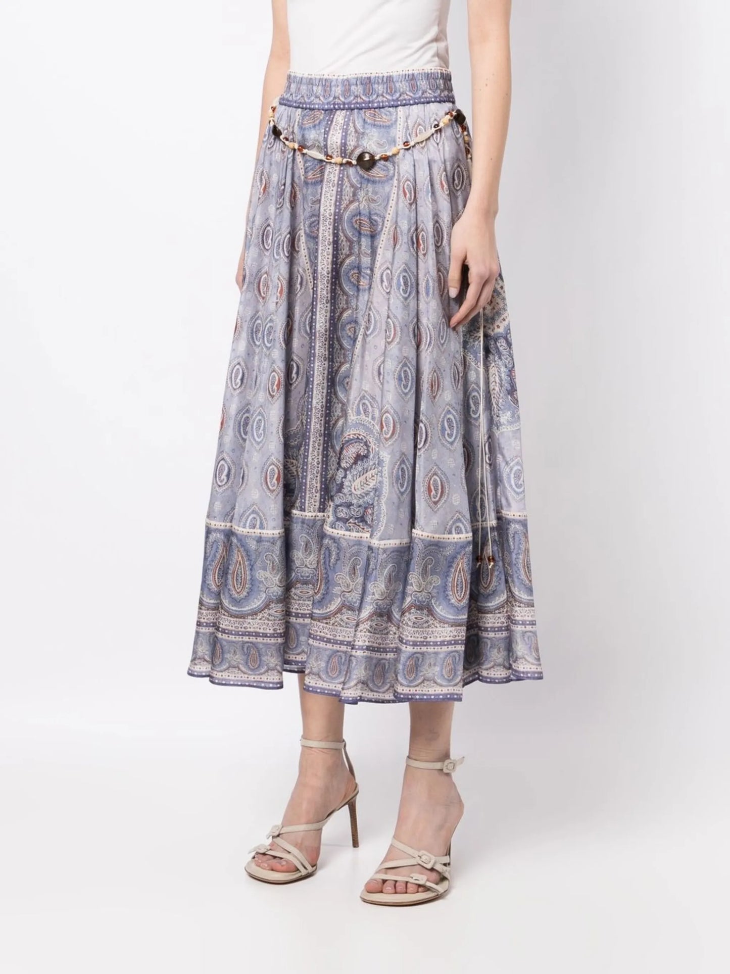 paisley-print midi skirt