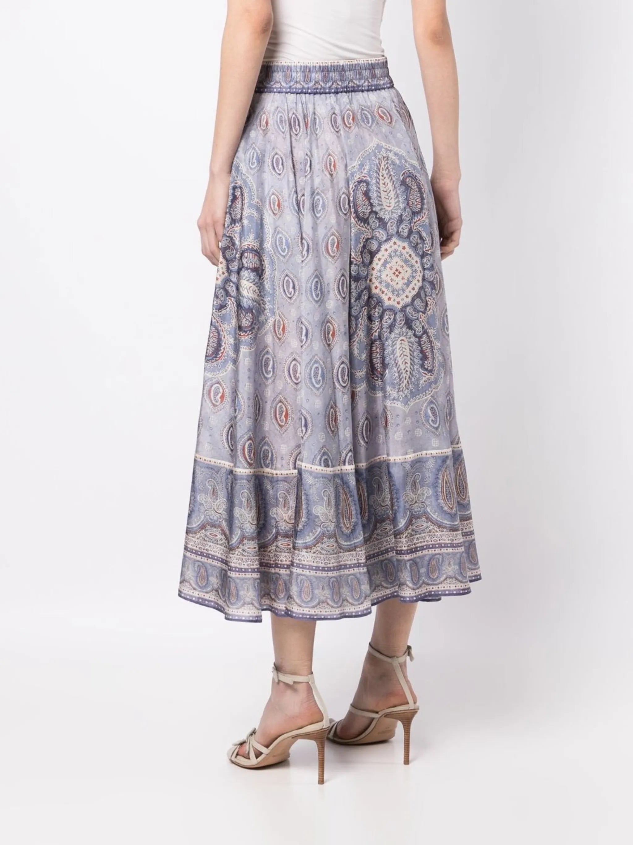 paisley-print midi skirt