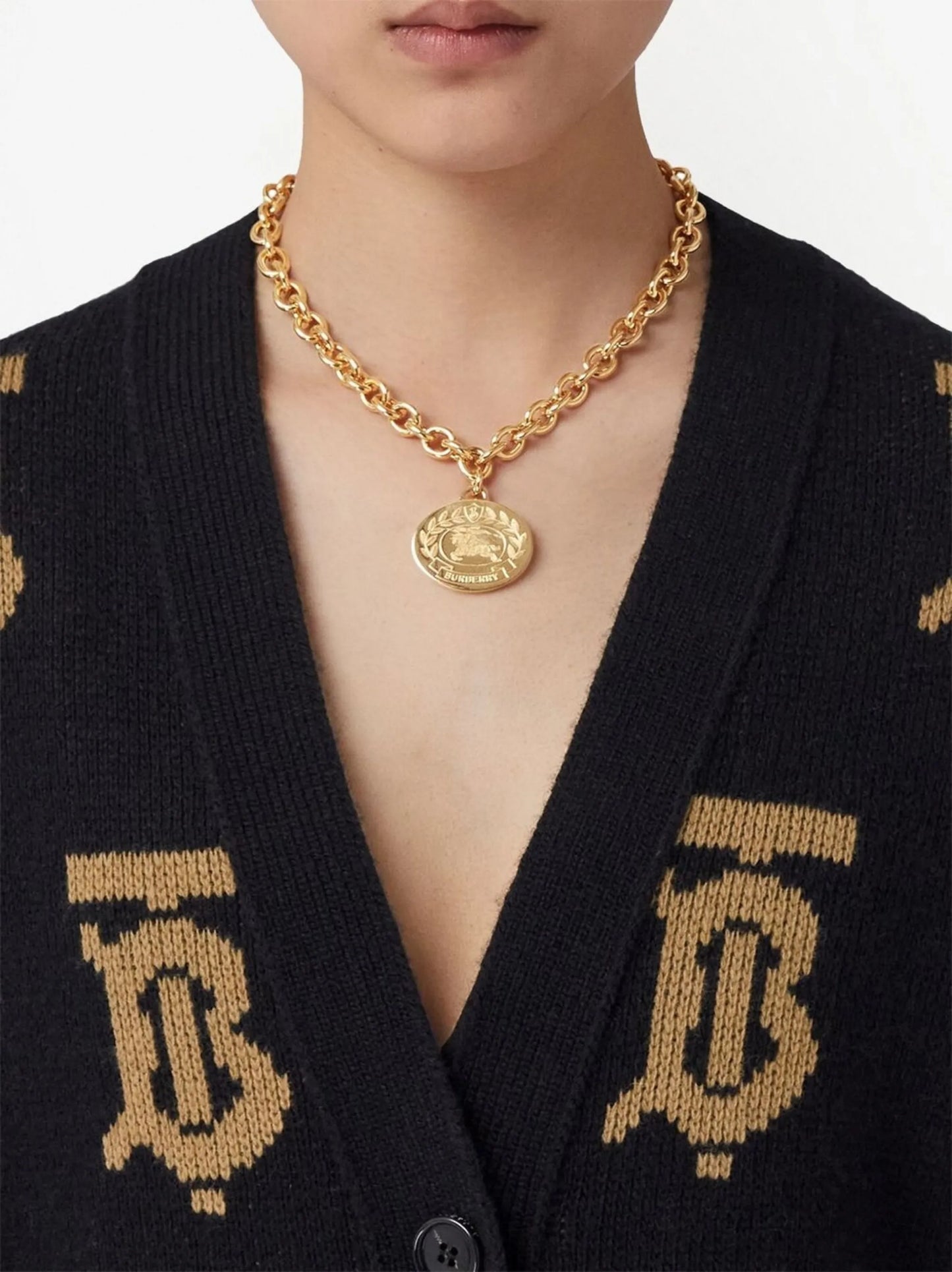 monogram-intarsia wool cardigan