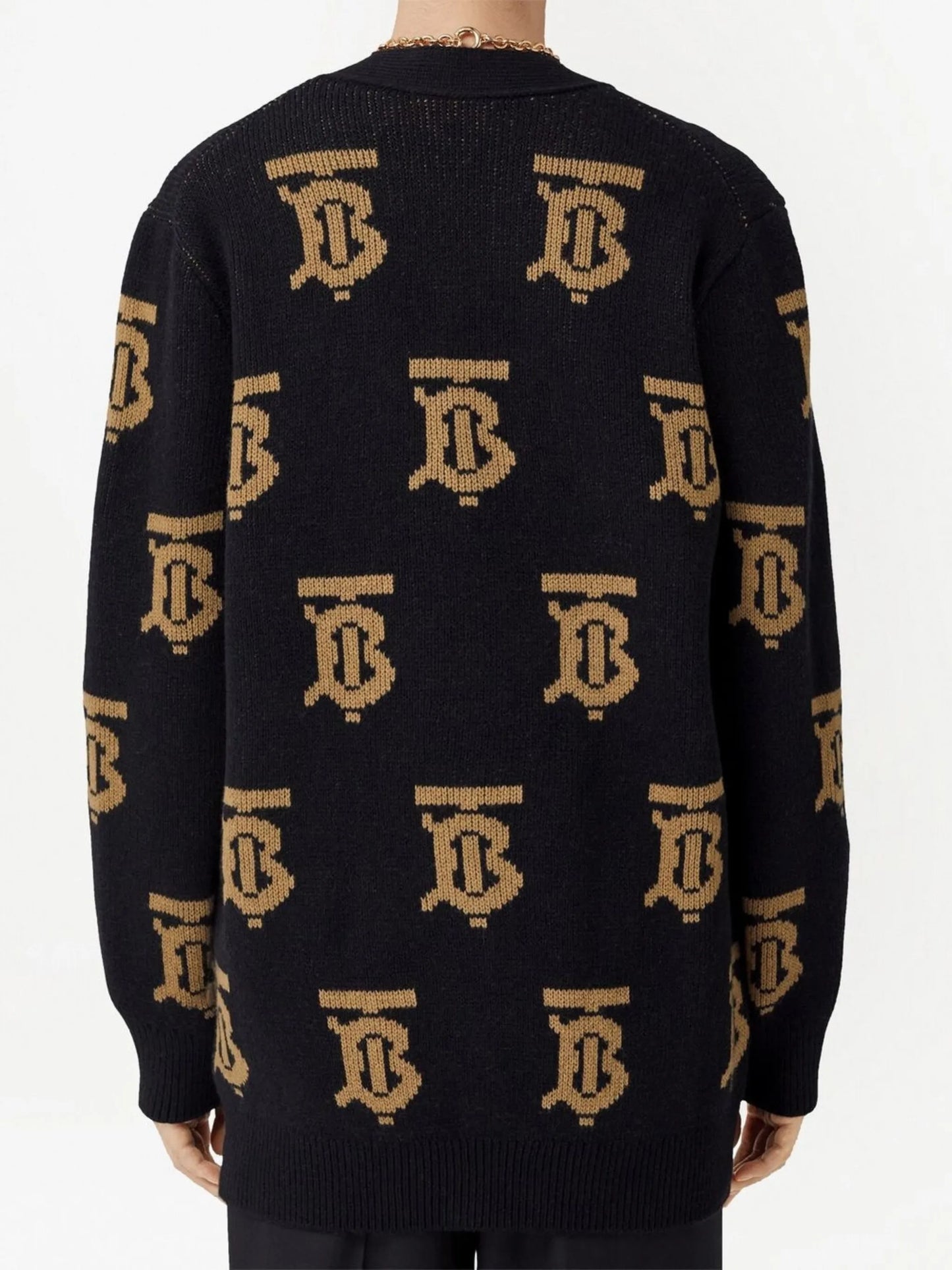 monogram-intarsia wool cardigan
