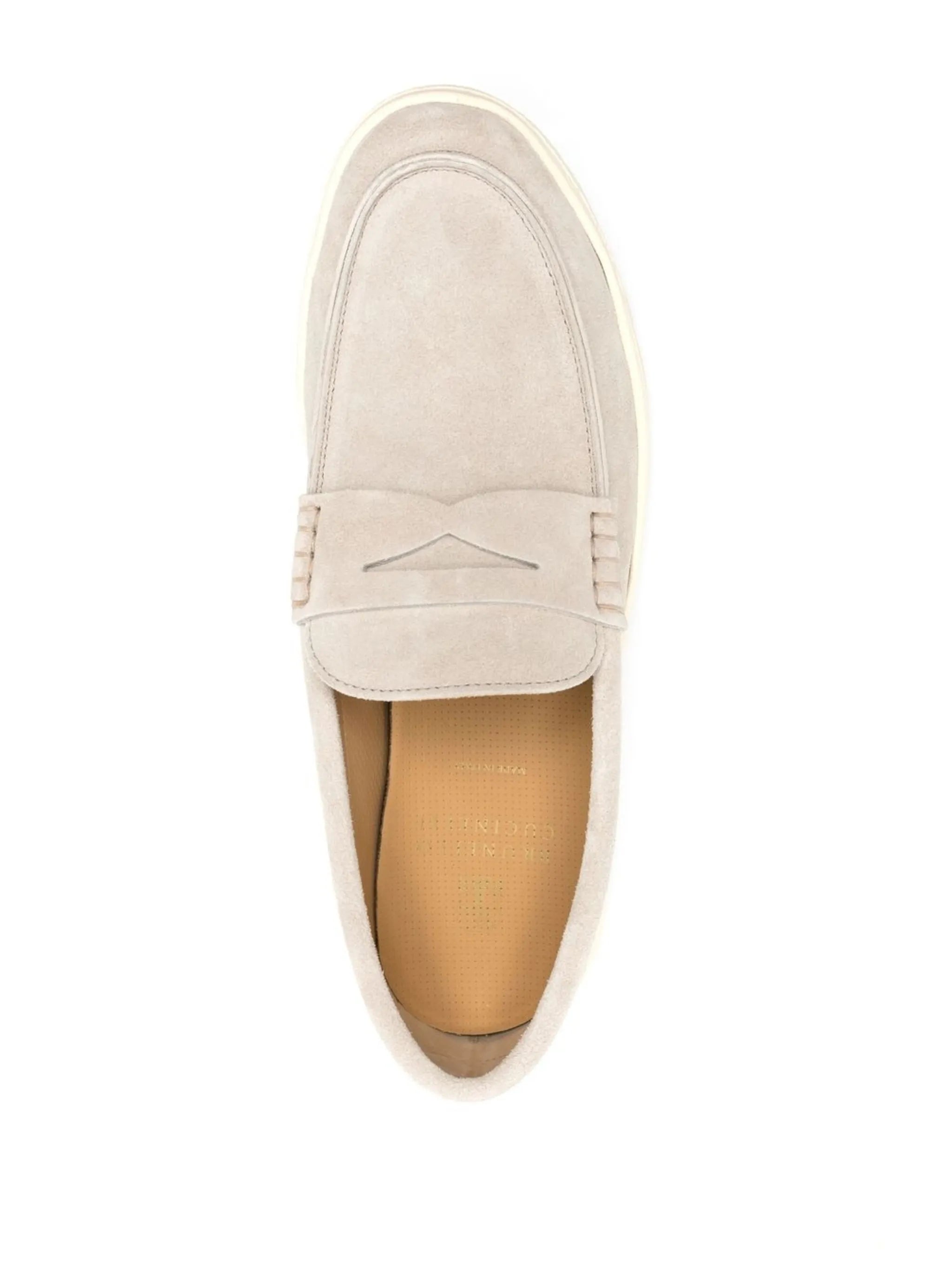 almond-toe suede loafers
