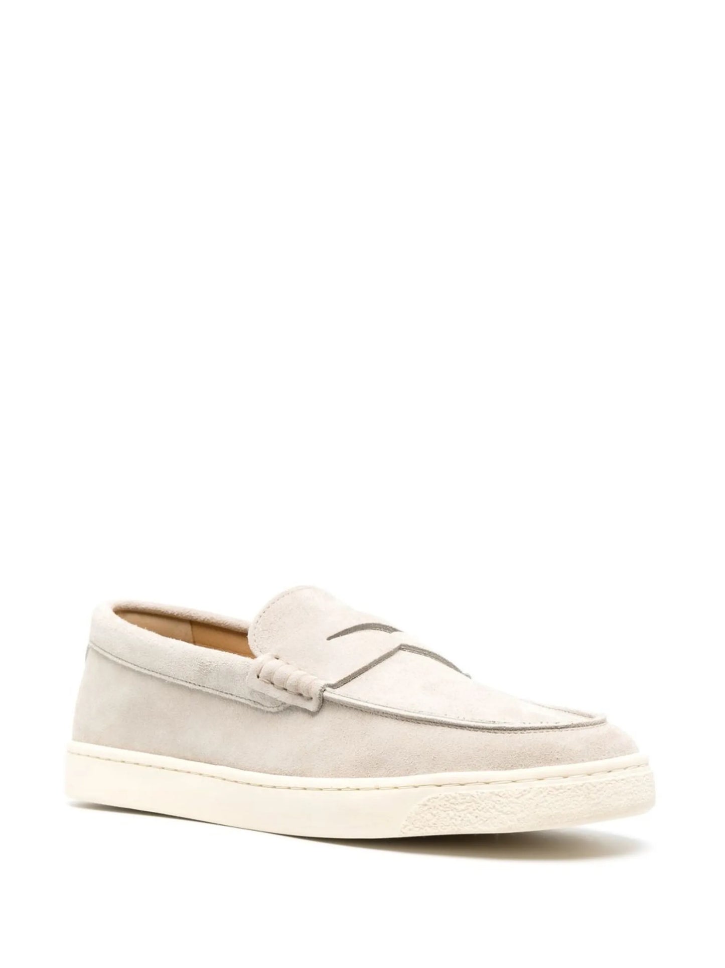 almond-toe suede loafers