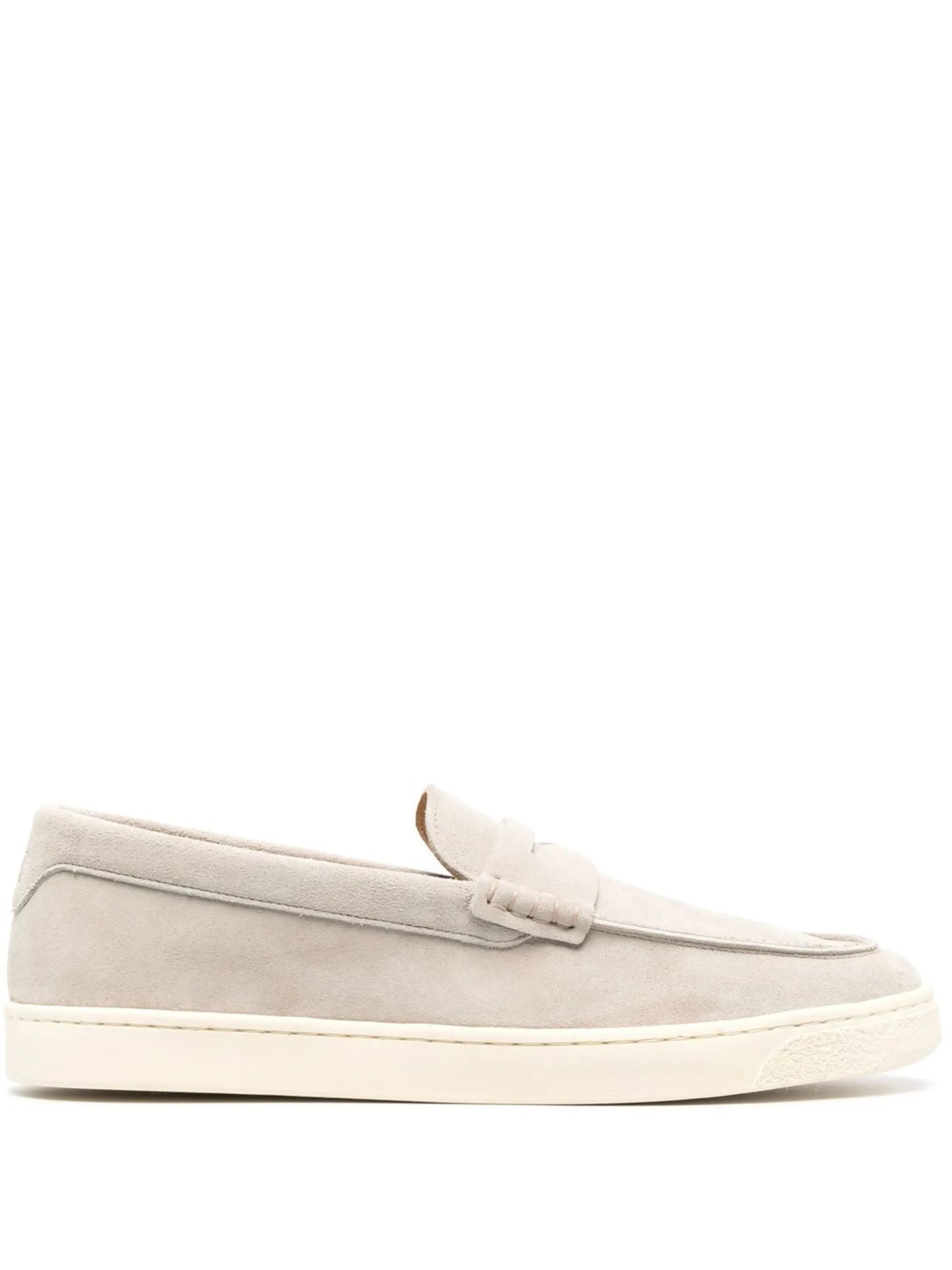 almond-toe suede loafers