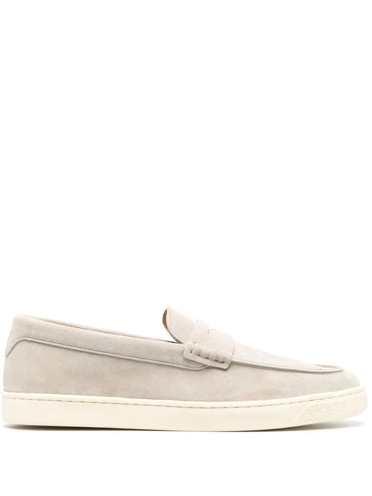 almond-toe suede loafers