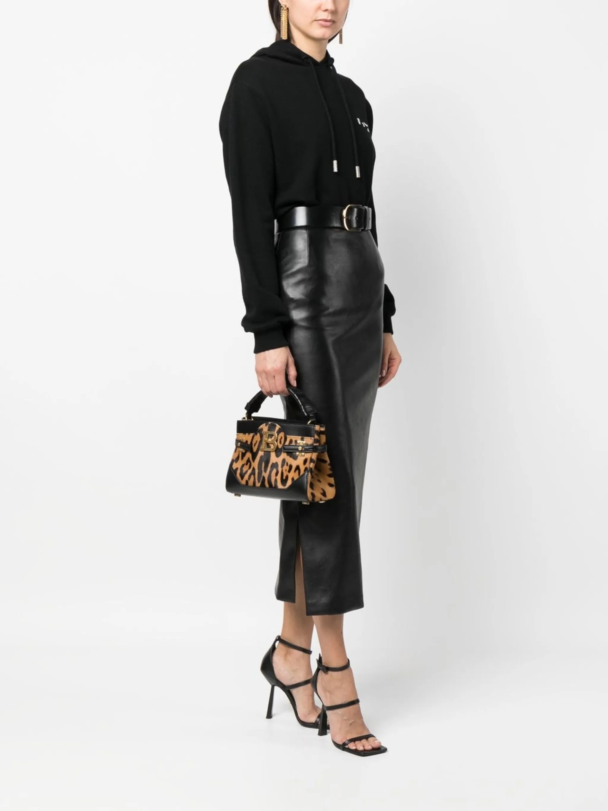 B-Buzz 22 leopard-print leather tote bag