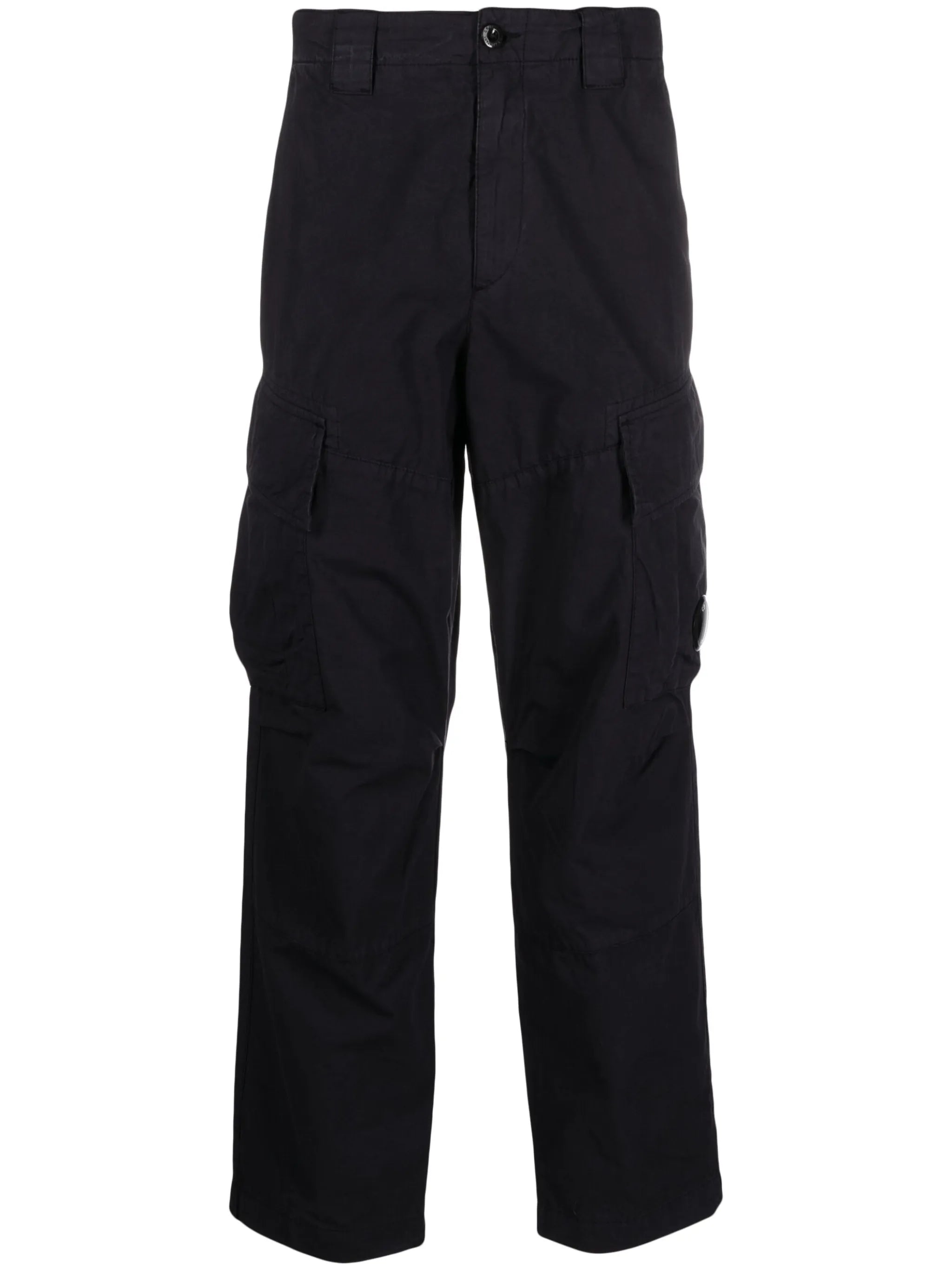 multiple-pocket straight-leg trousers