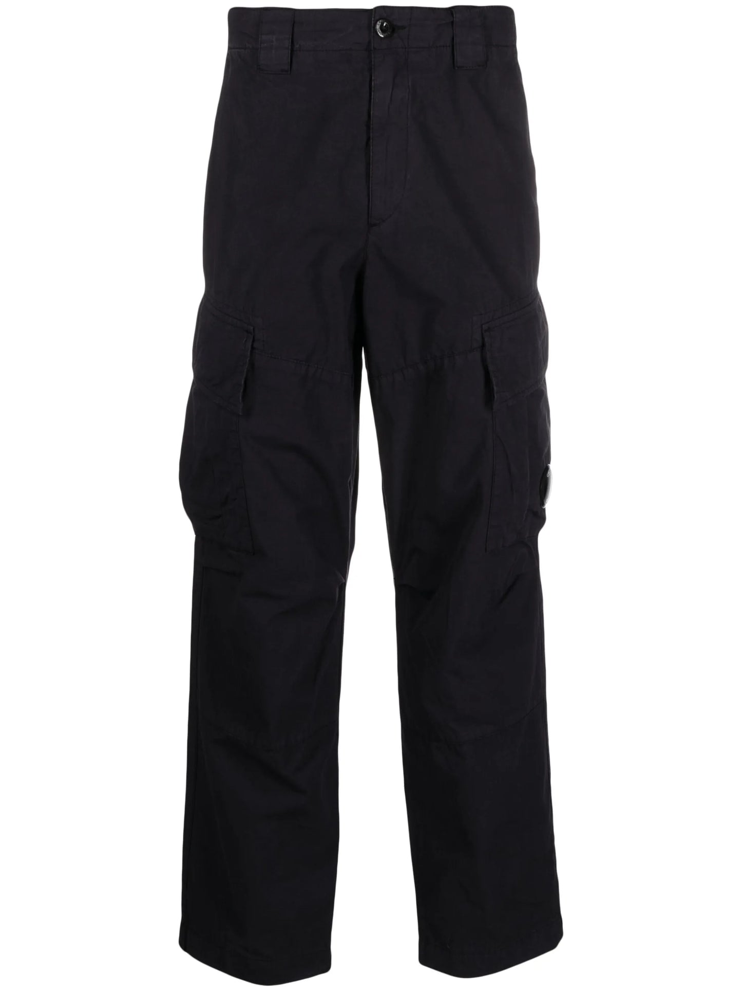 multiple-pocket straight-leg trousers