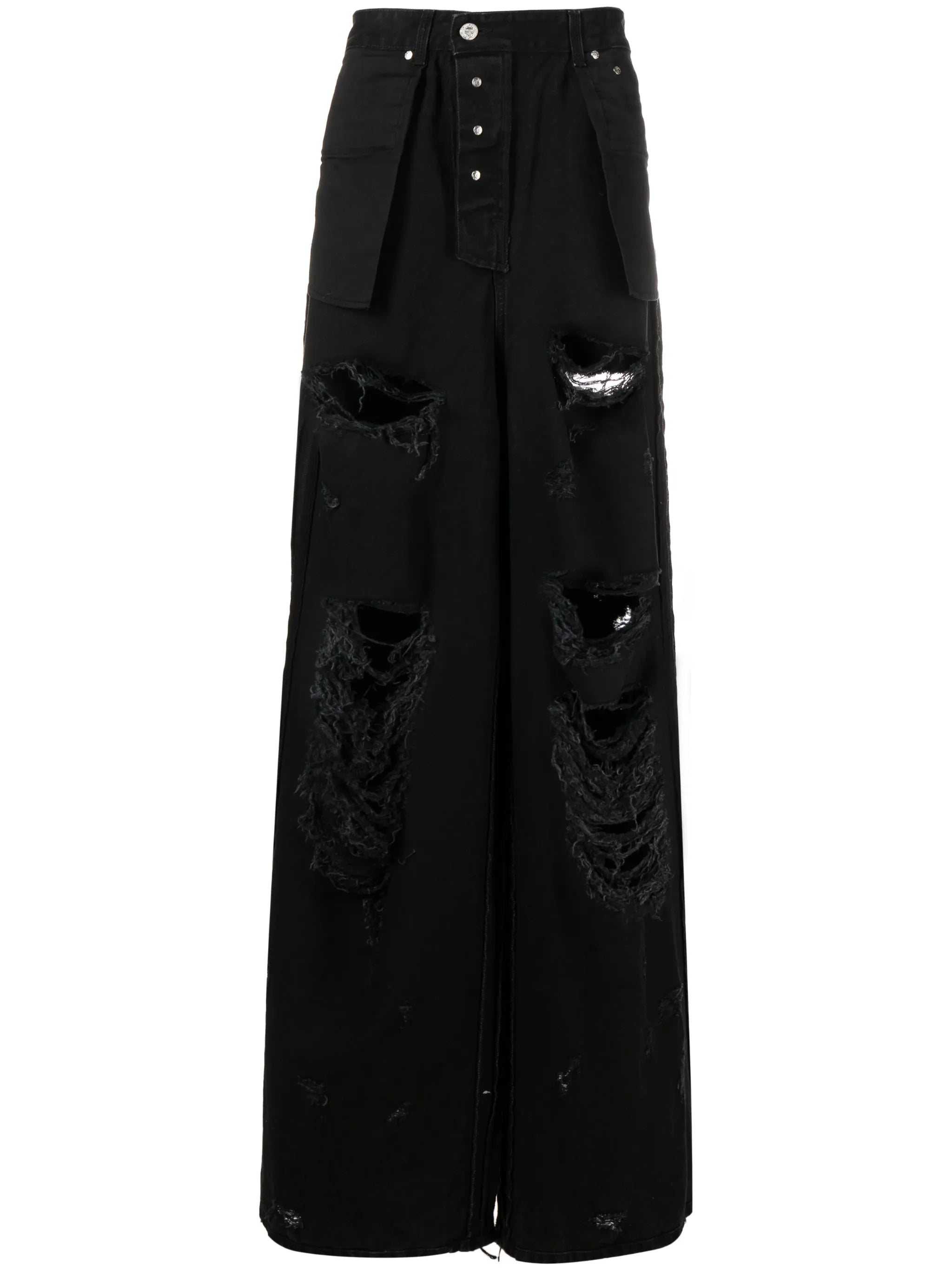 distressed-effect wide-leg jeans