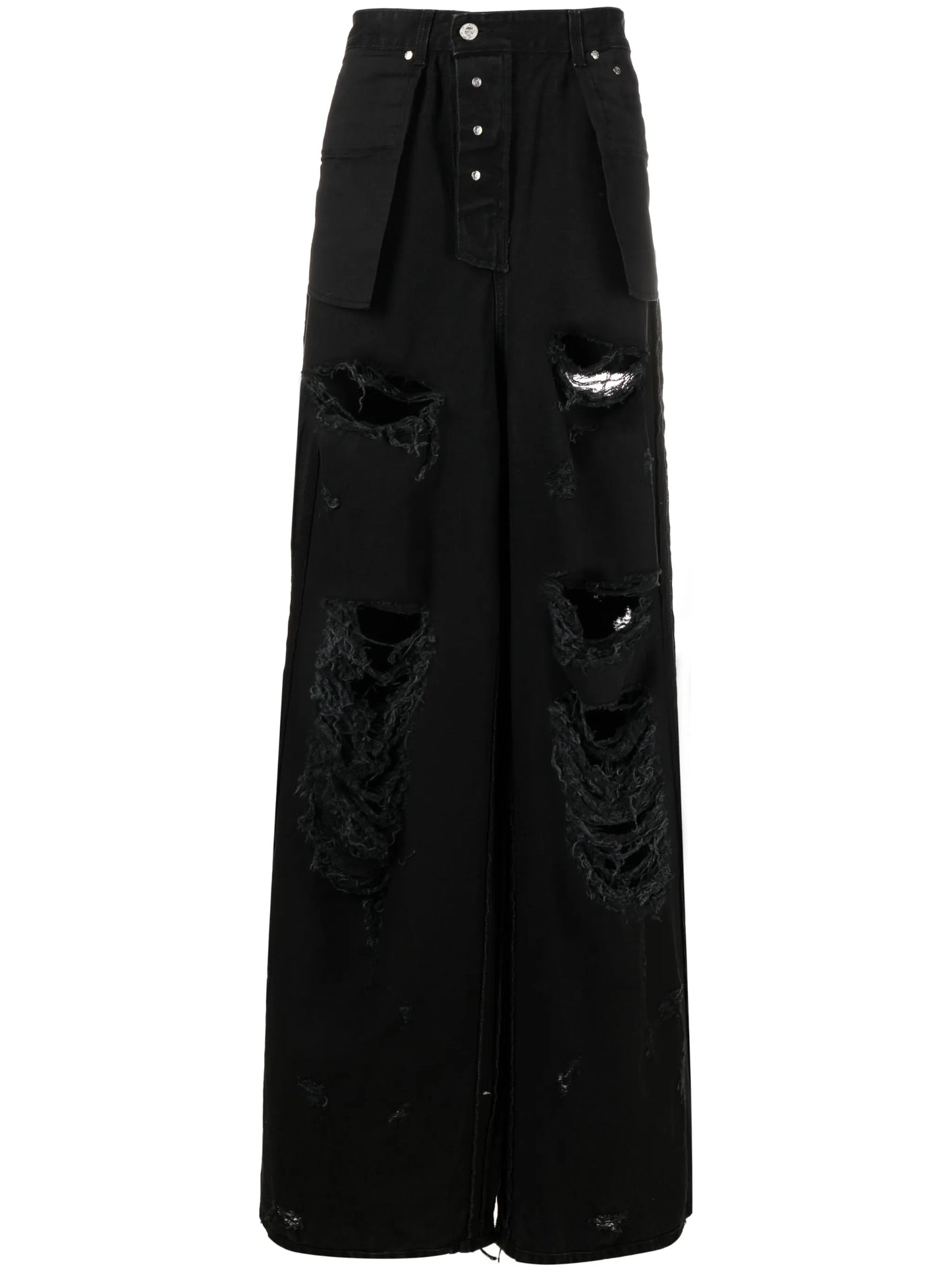 distressed-effect wide-leg jeans
