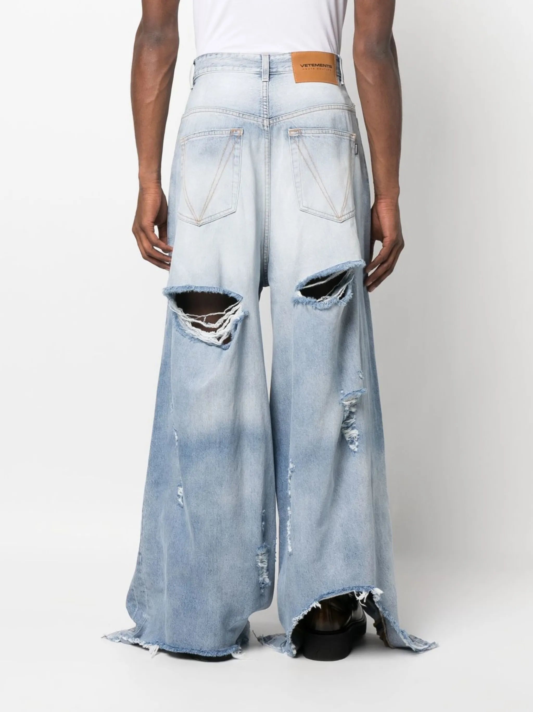 distressed wide-leg jeans