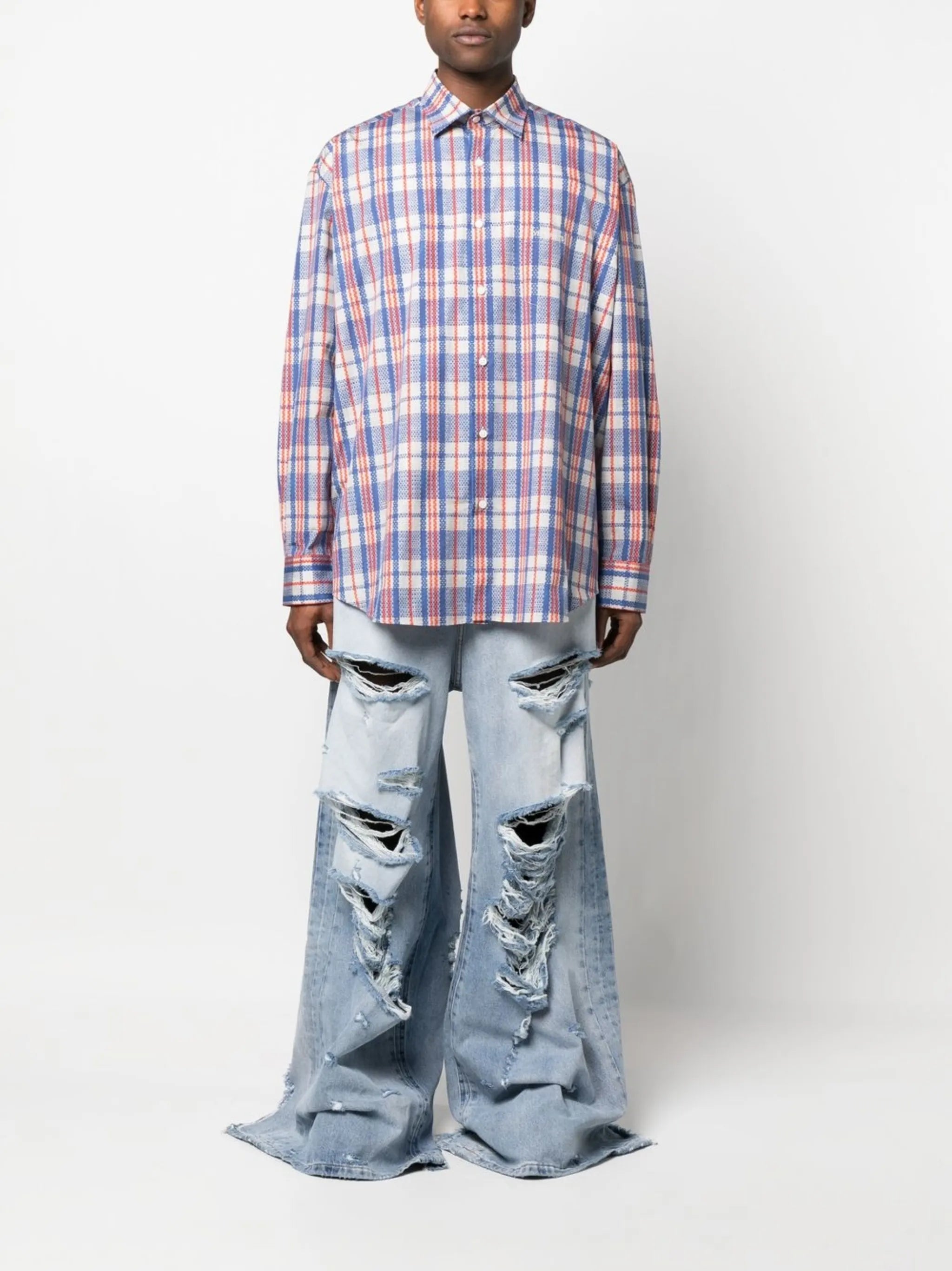 distressed wide-leg jeans
