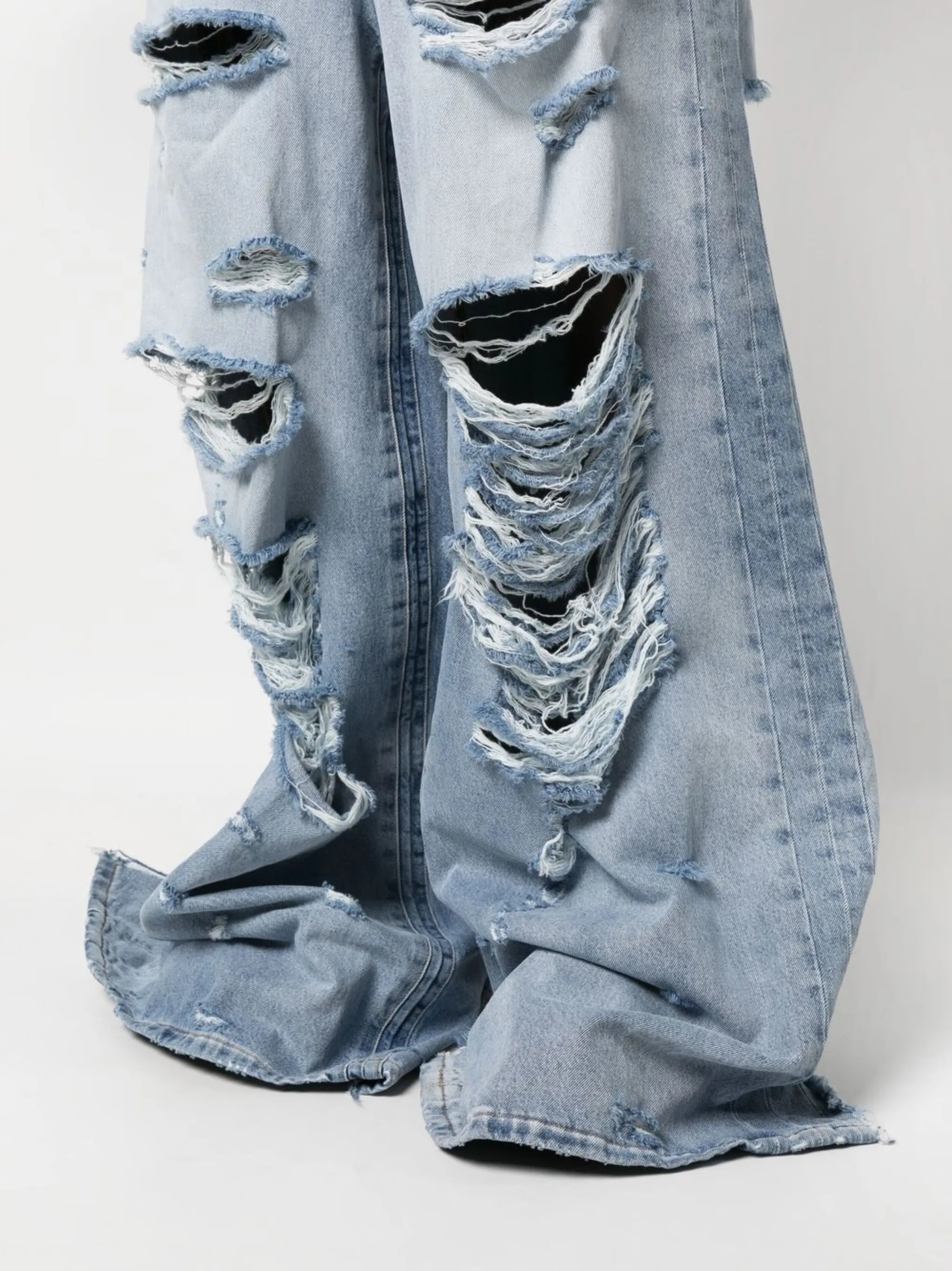 distressed wide-leg jeans