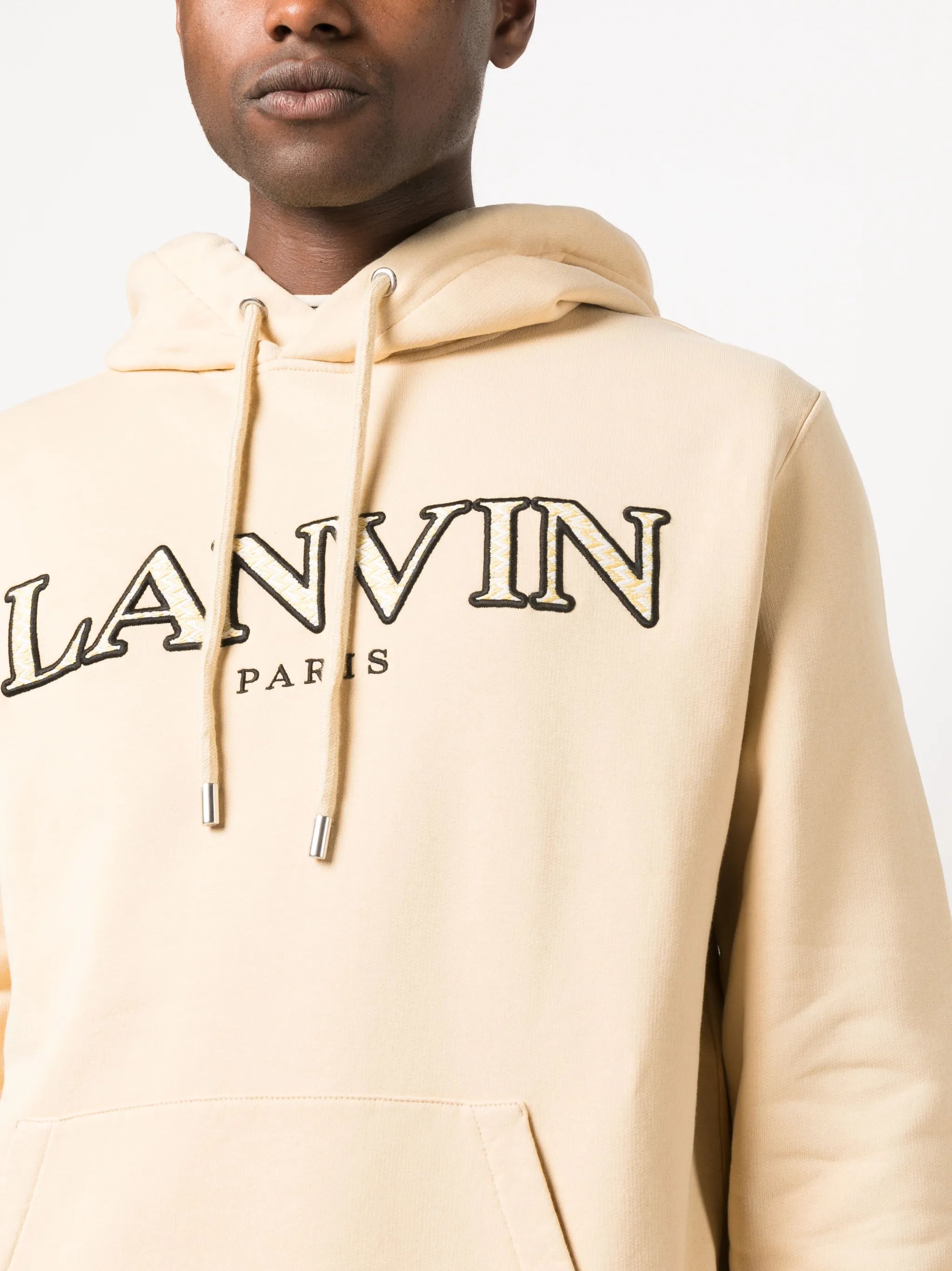 logo-embroidered drawstring hoodie