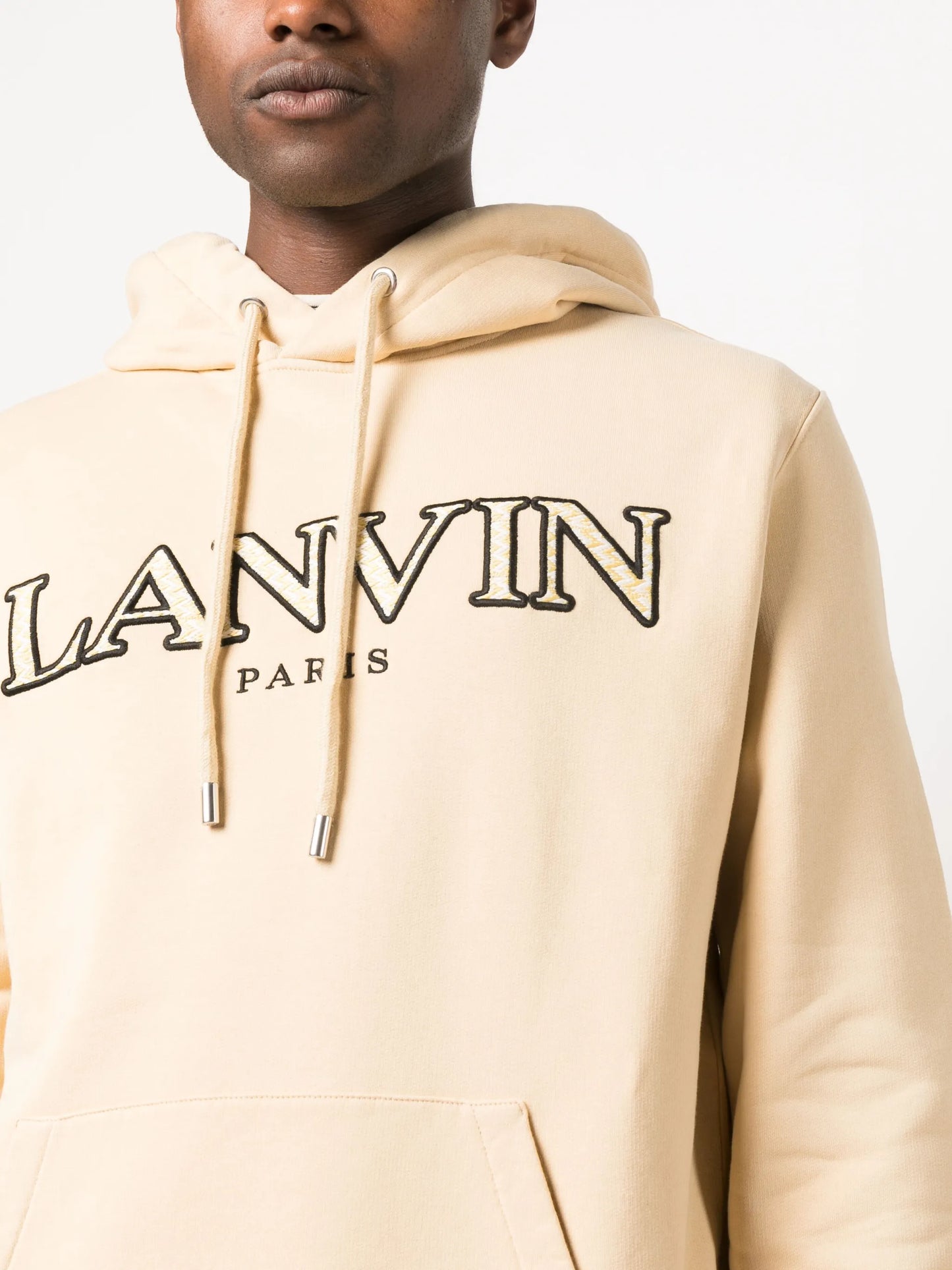logo-embroidered drawstring hoodie