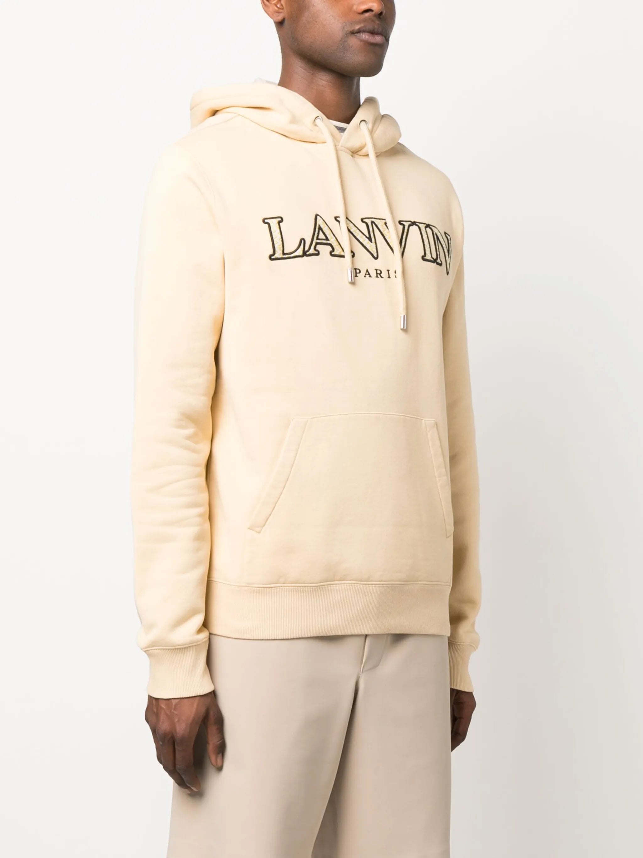 logo-embroidered drawstring hoodie