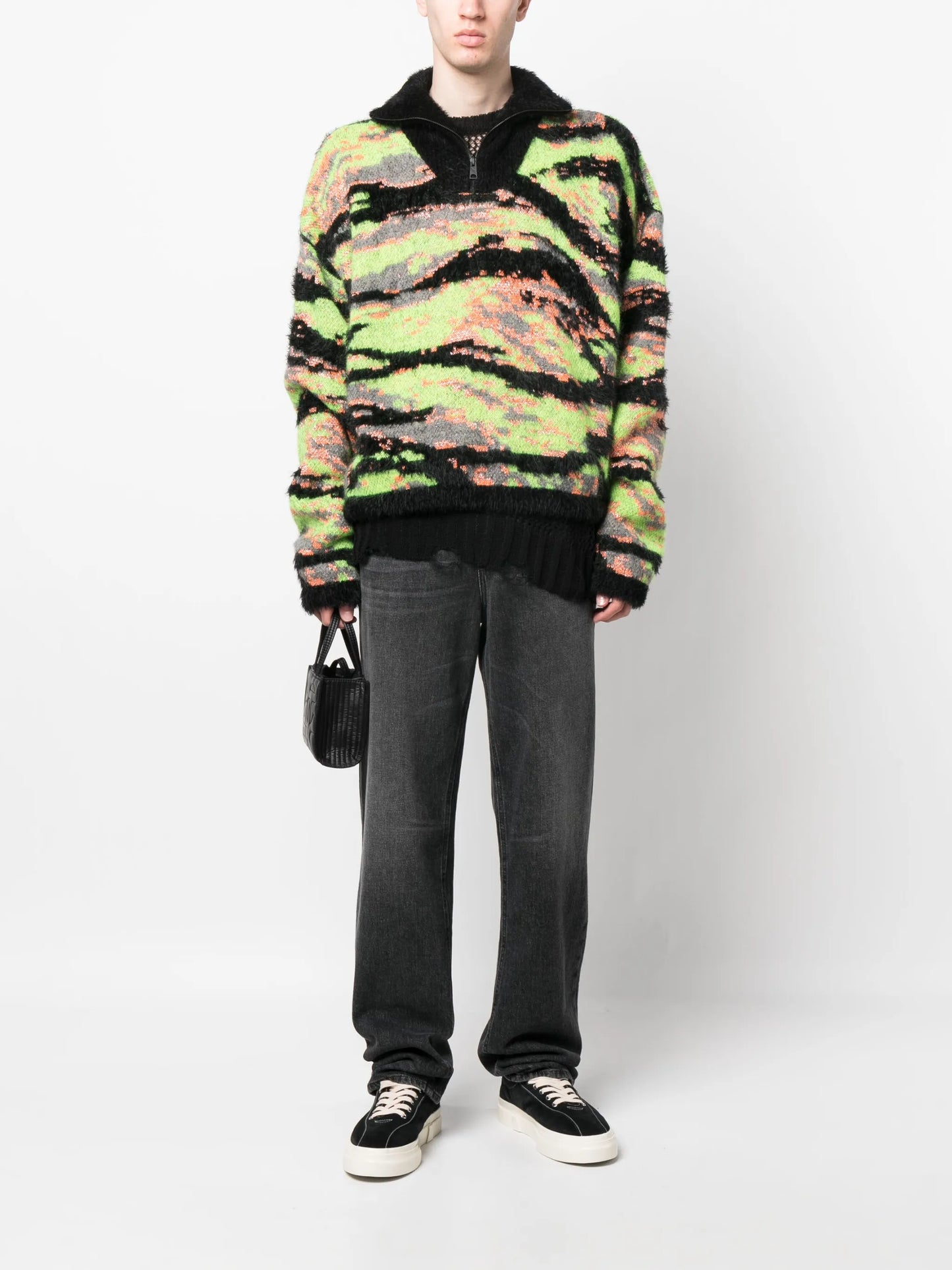 tiger-print knit jumper