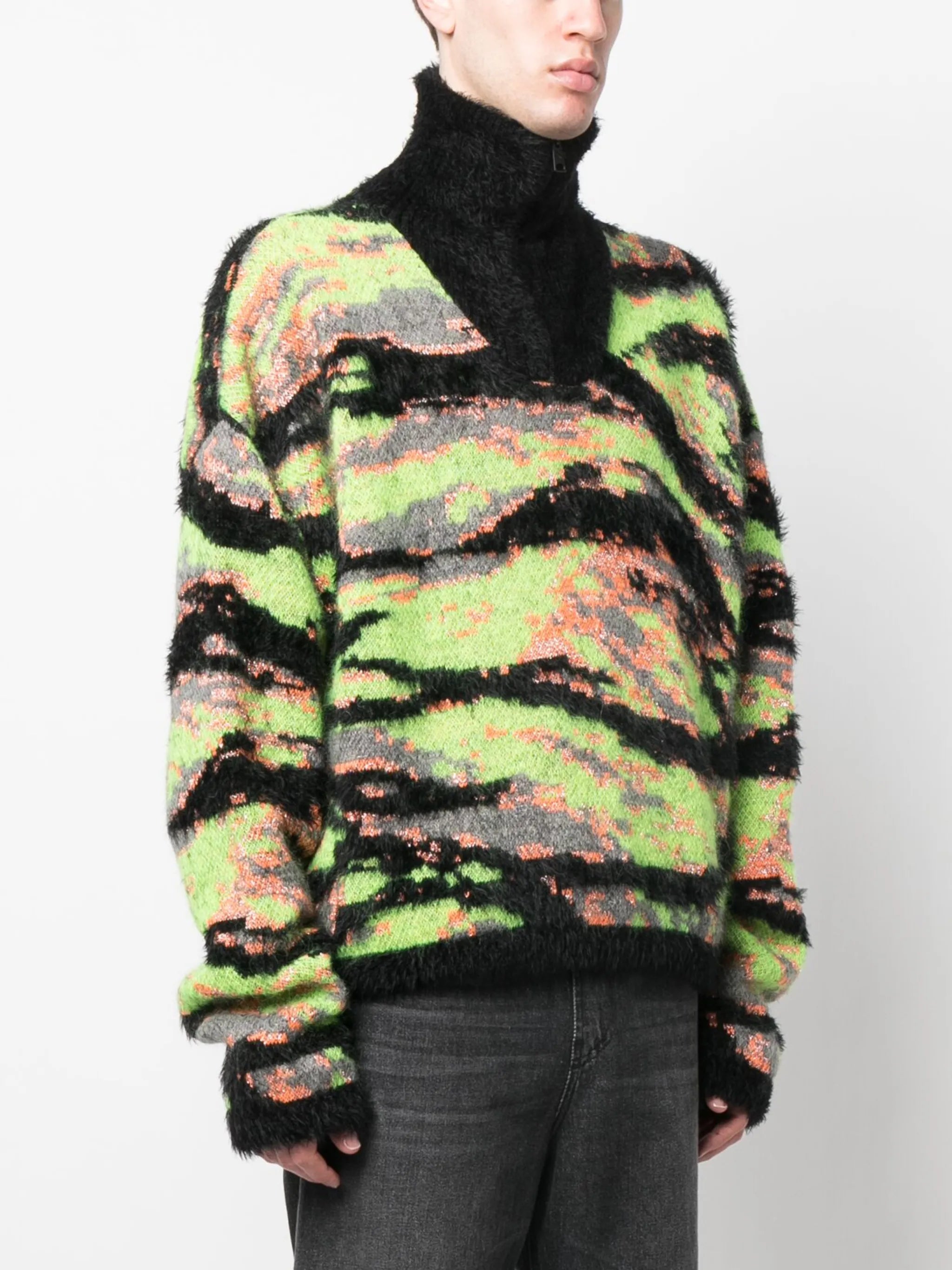 tiger-print knit jumper