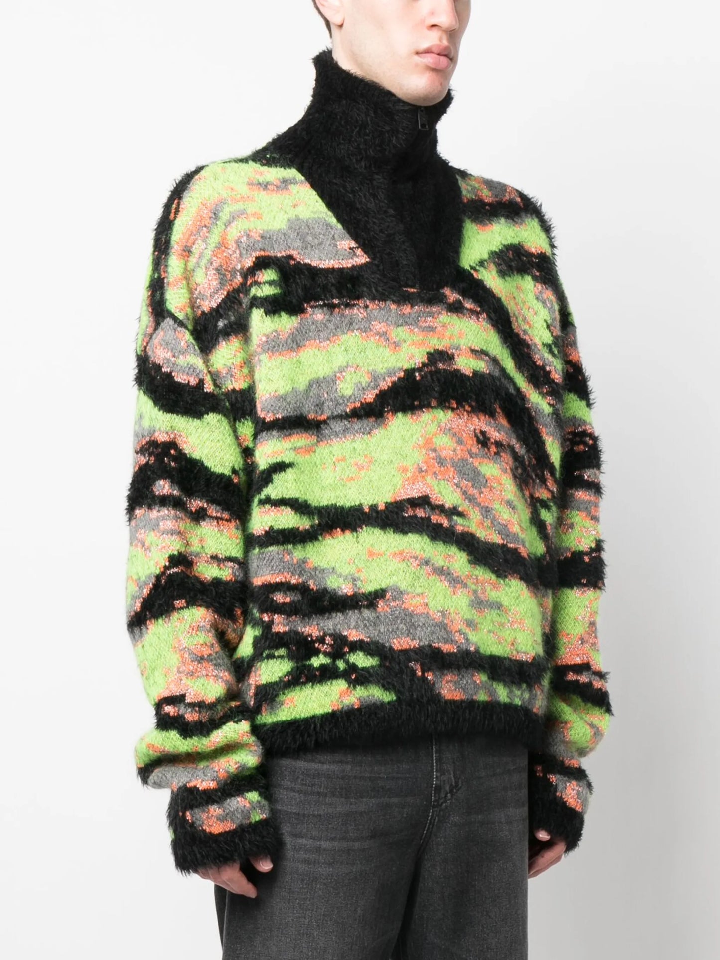 tiger-print knit jumper