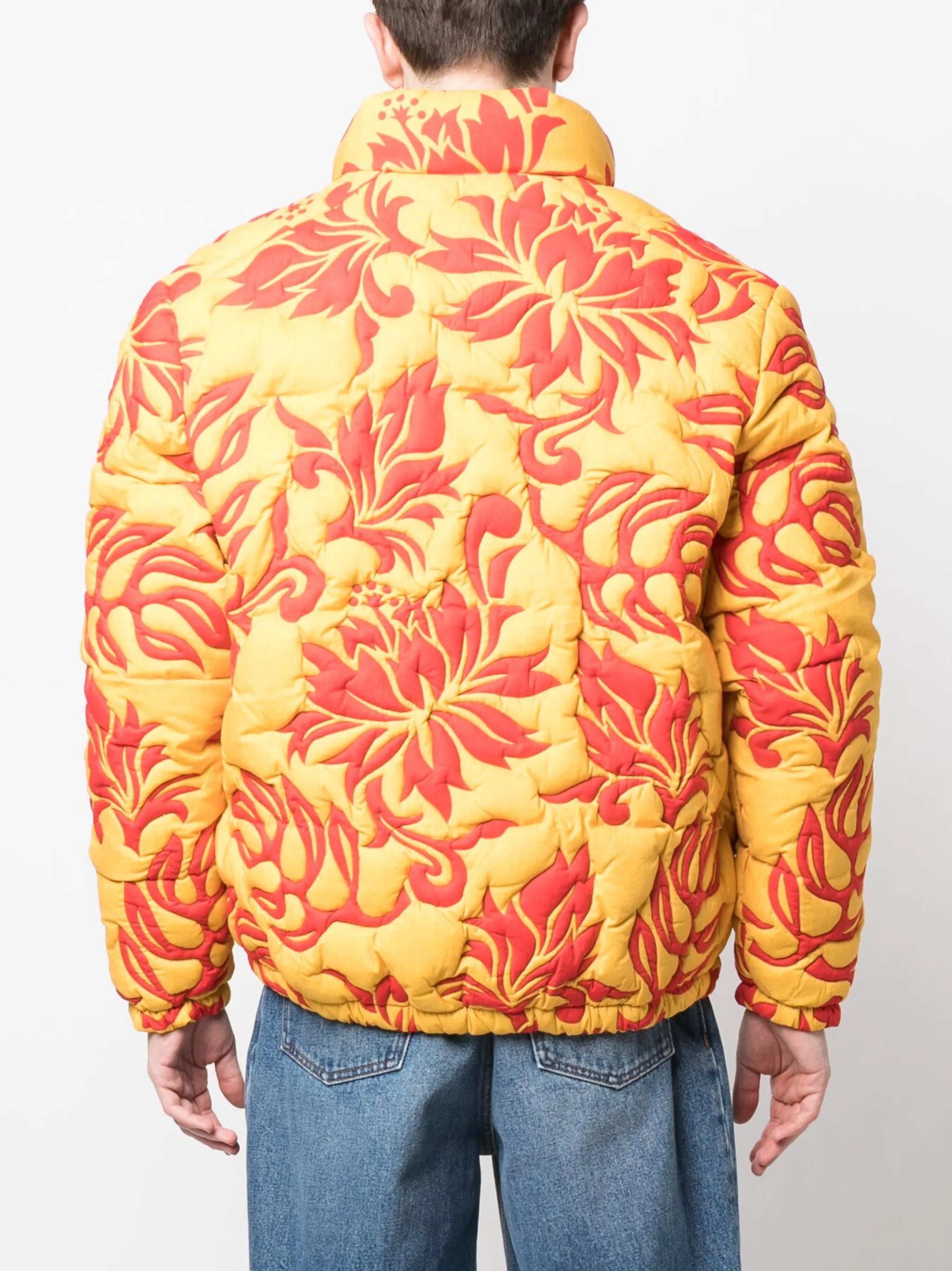 quilted floral-print jacket