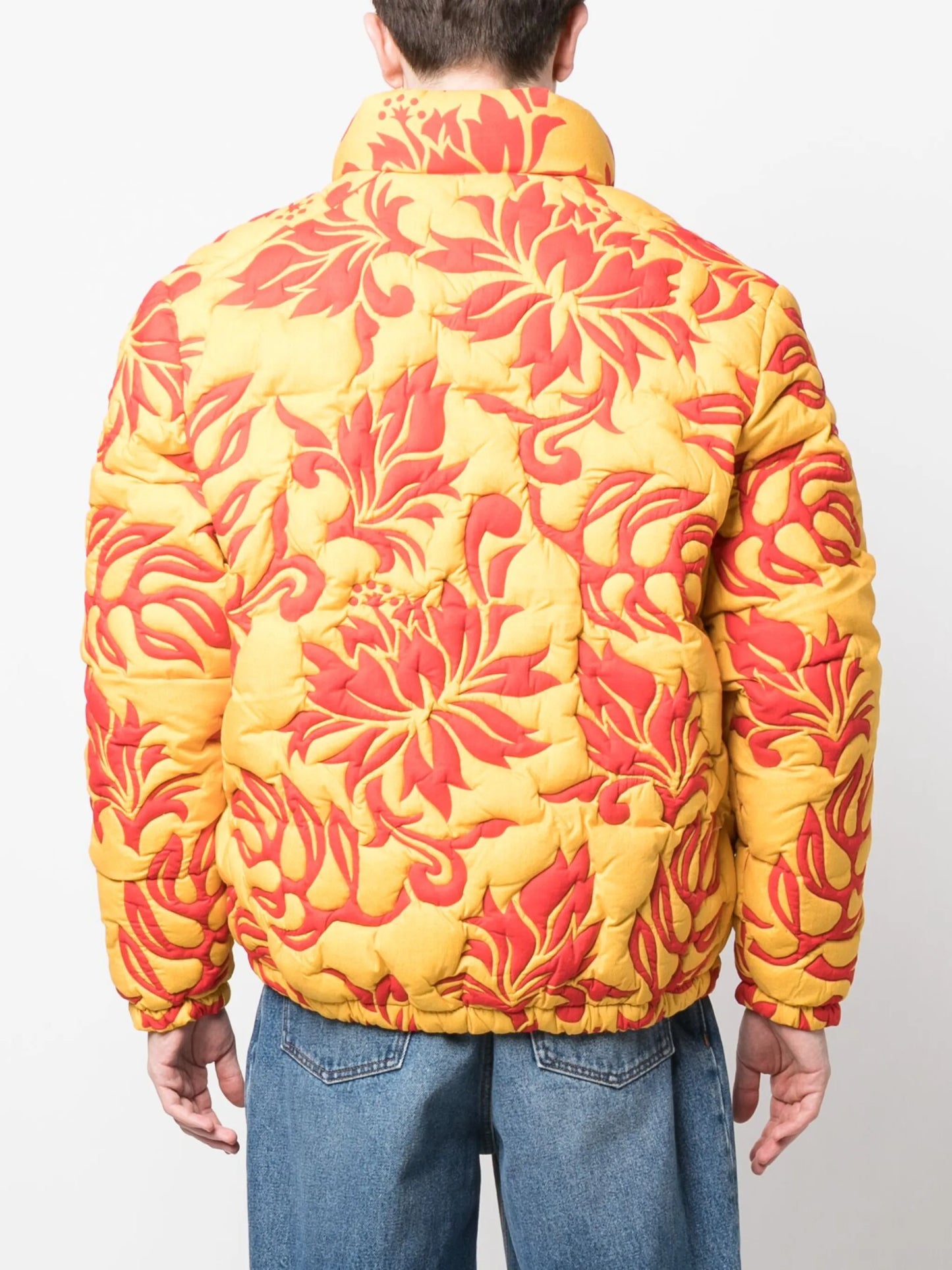 quilted floral-print jacket