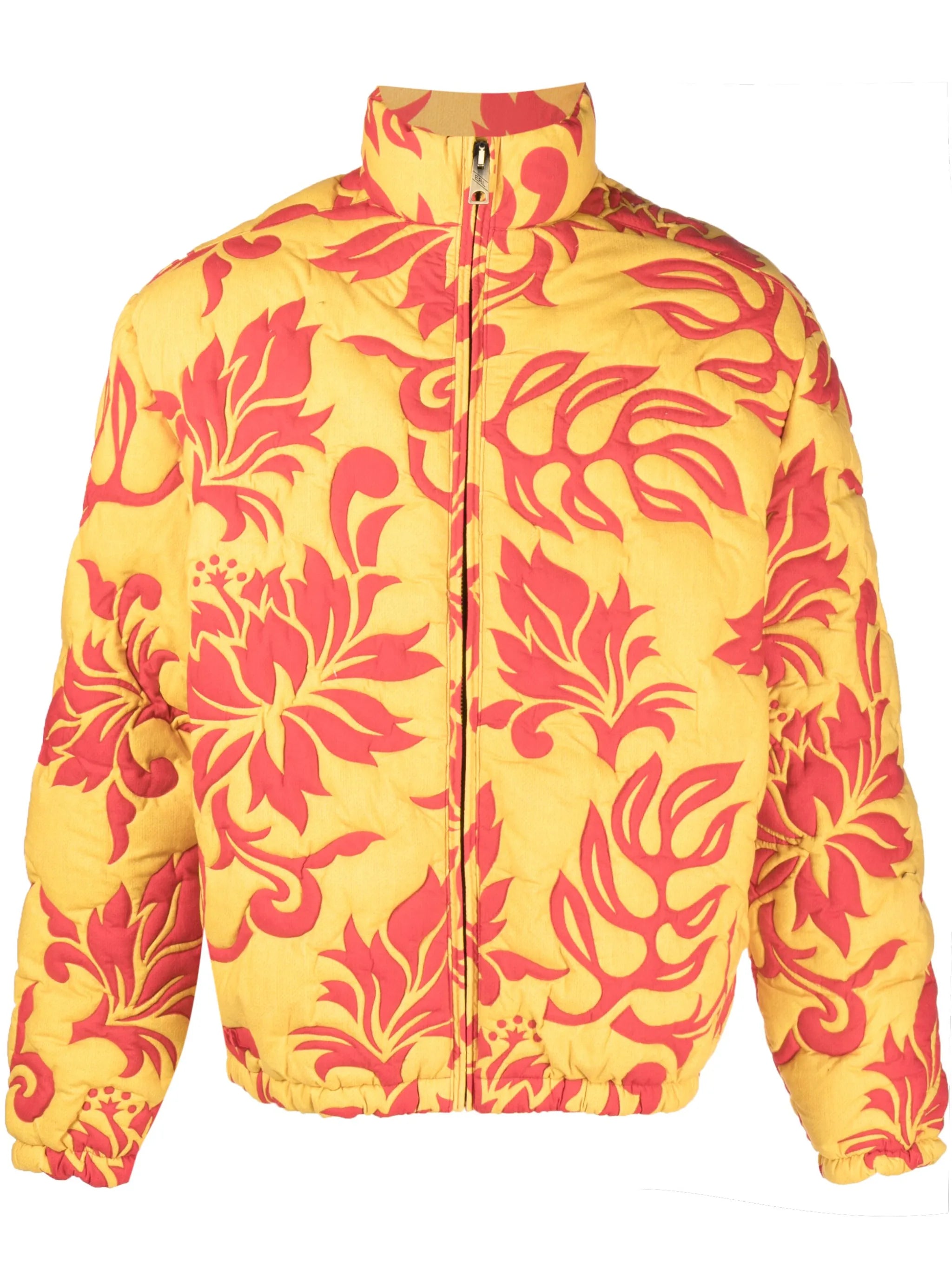quilted floral-print jacket