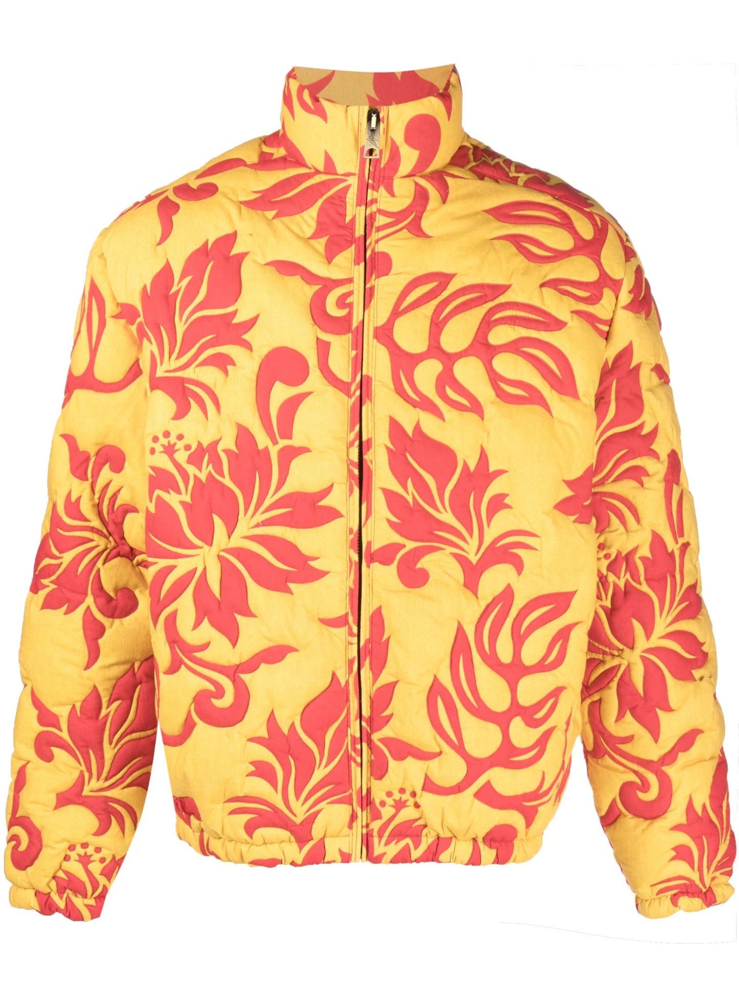 quilted floral-print jacket