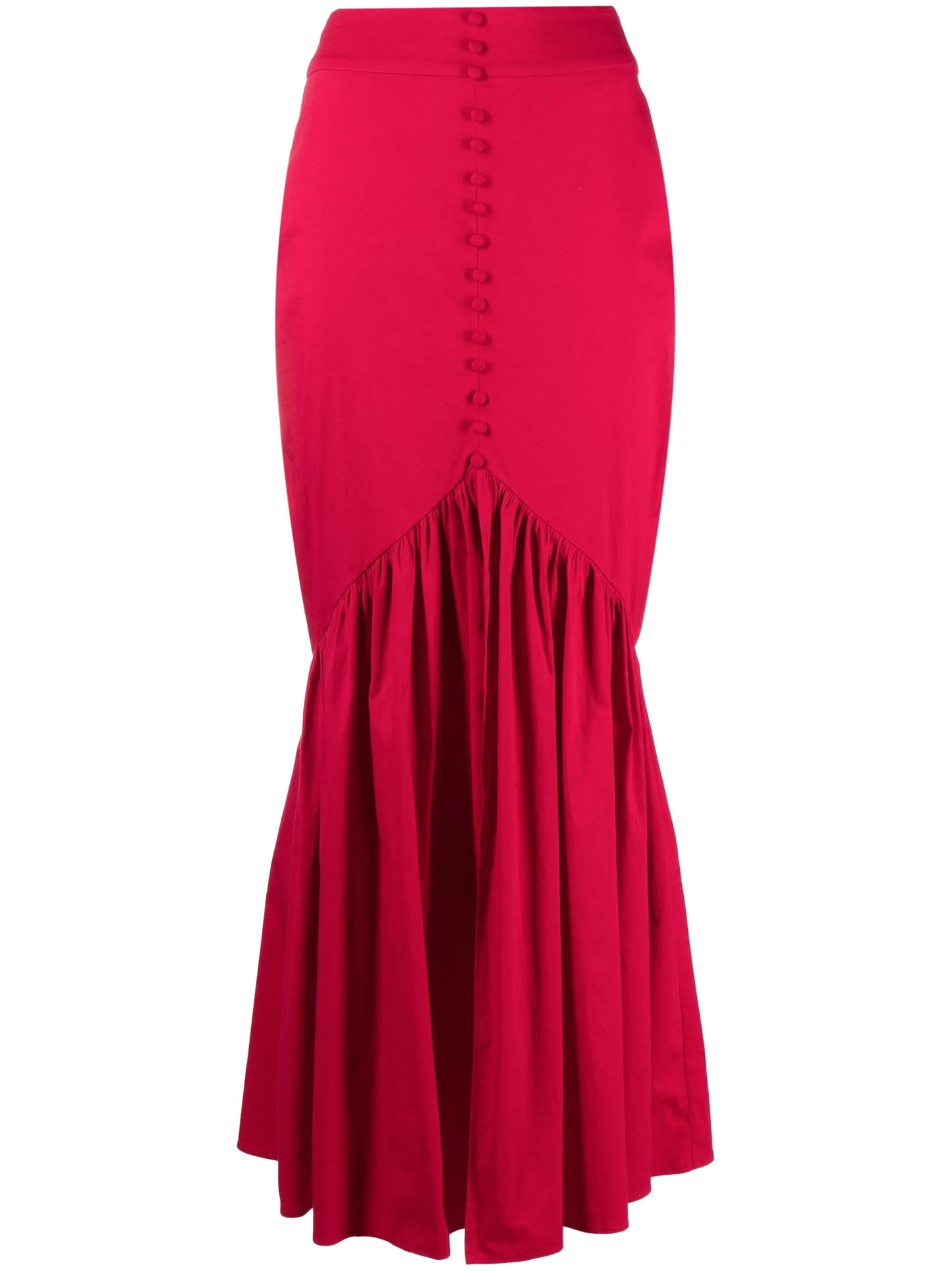 button-embellished ruffled skirt