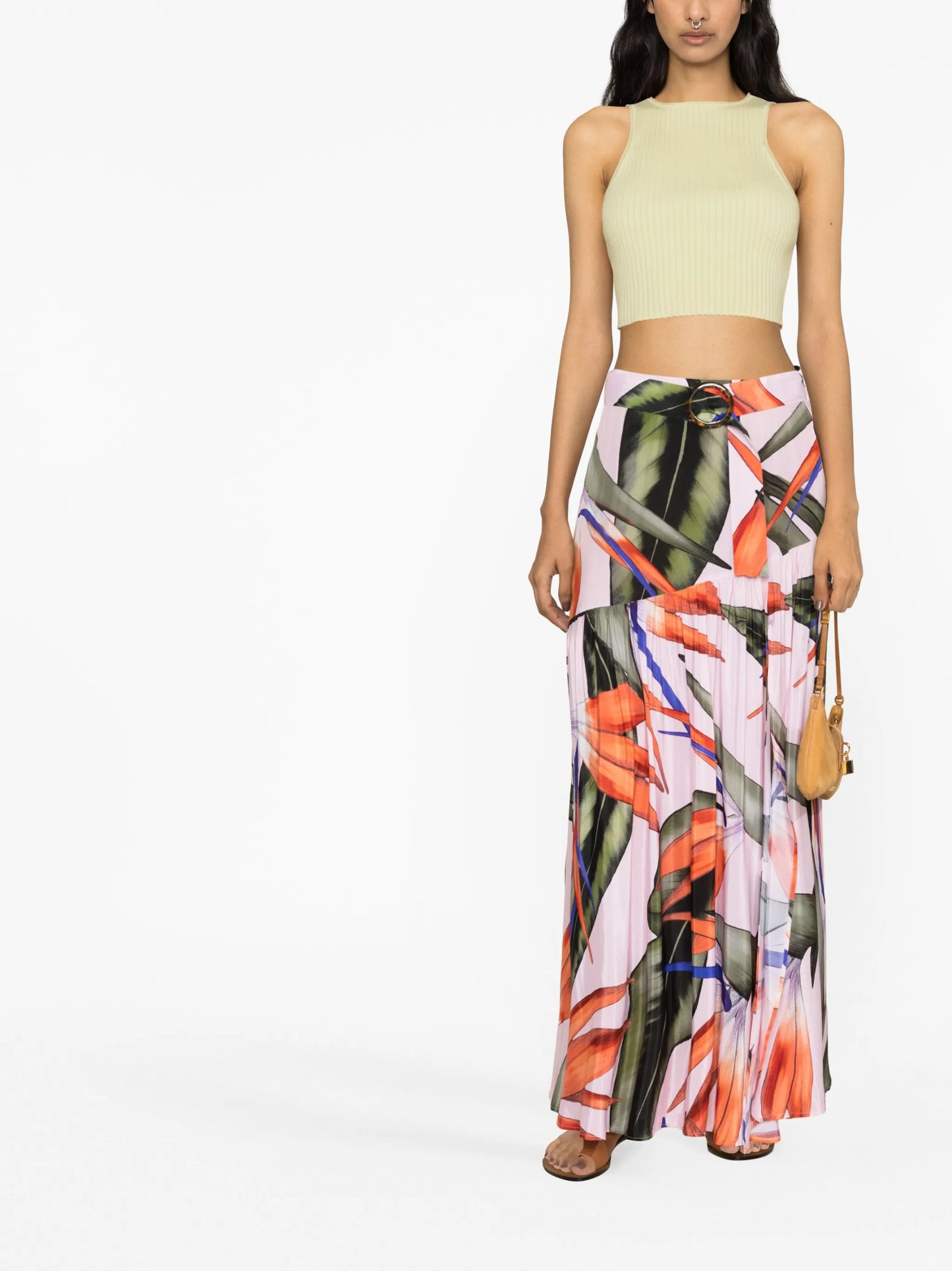 high-waisted graphic-print dress